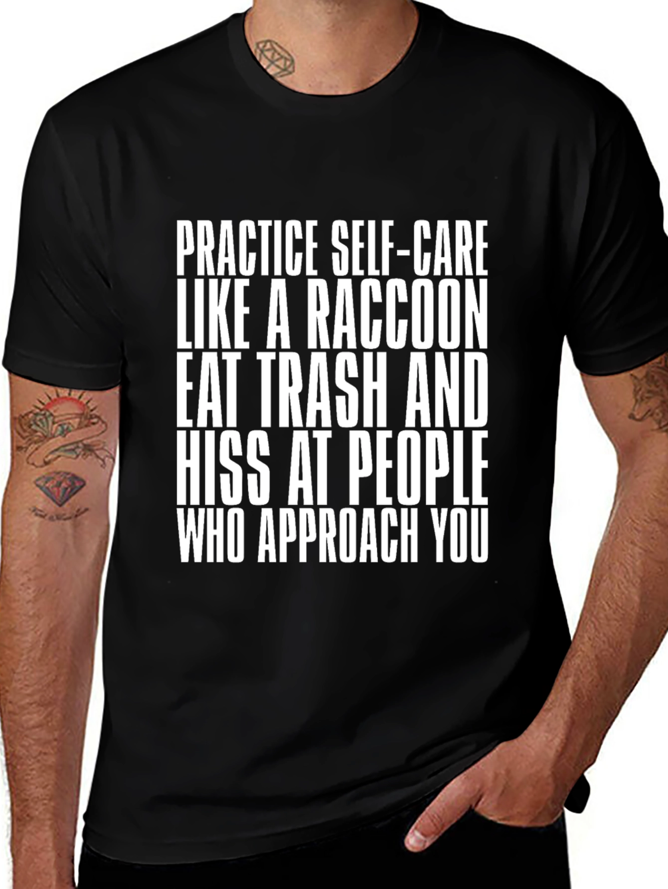 Variant 14 of Raccoon Self-Care Humor T-Shirt