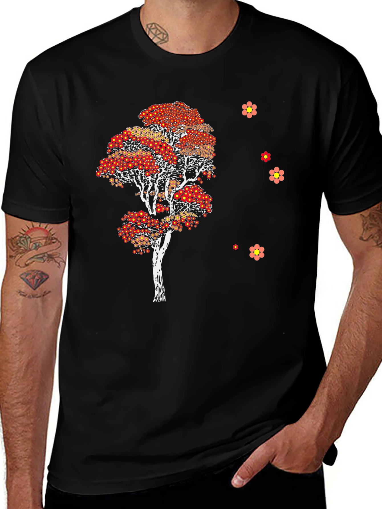 Variant 11 of Artistic Tree Graphic Tee - Men's Black T-Shirt