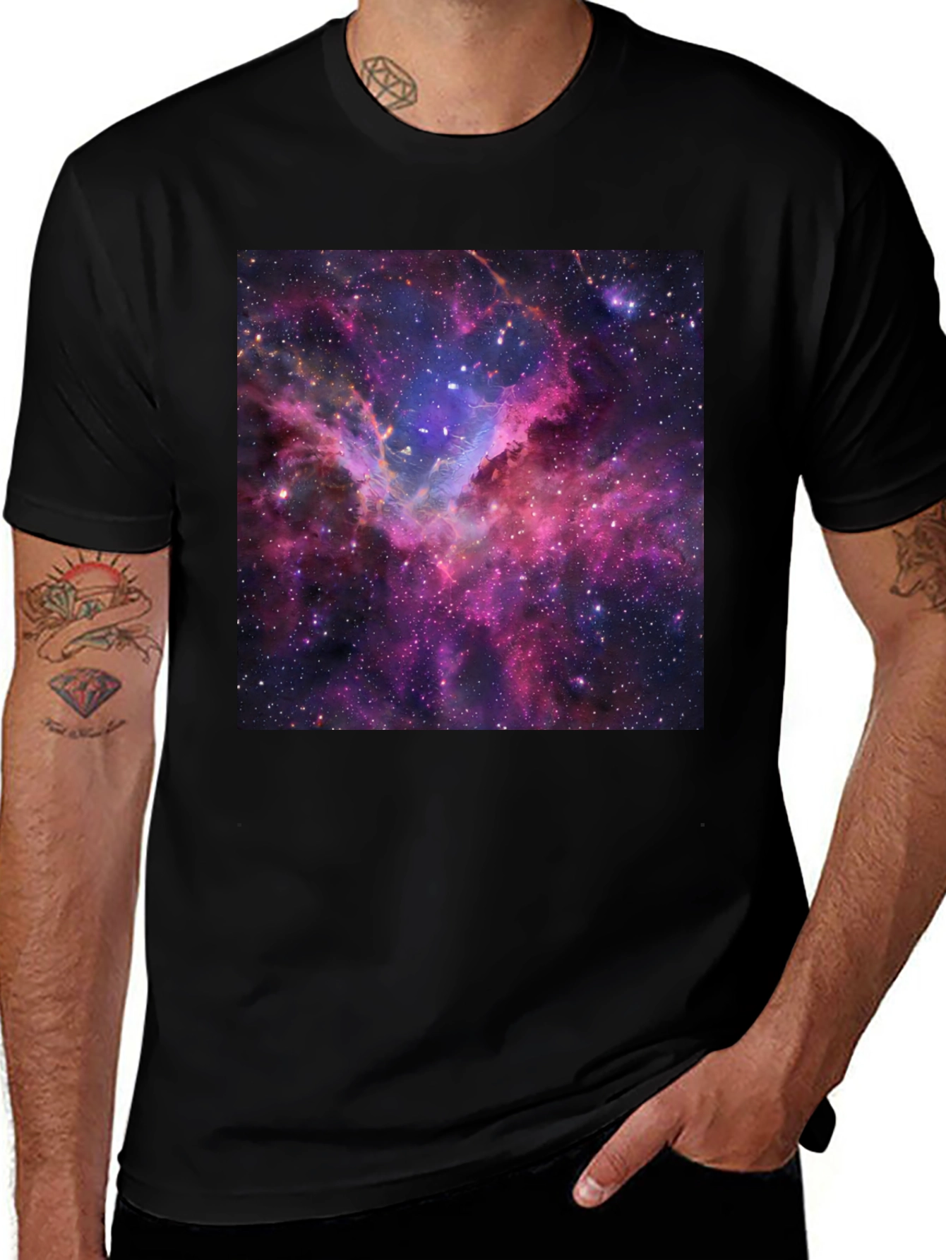 Variant 10 of Galaxy Nebula Graphic Tee - Men's Black T-Shirt