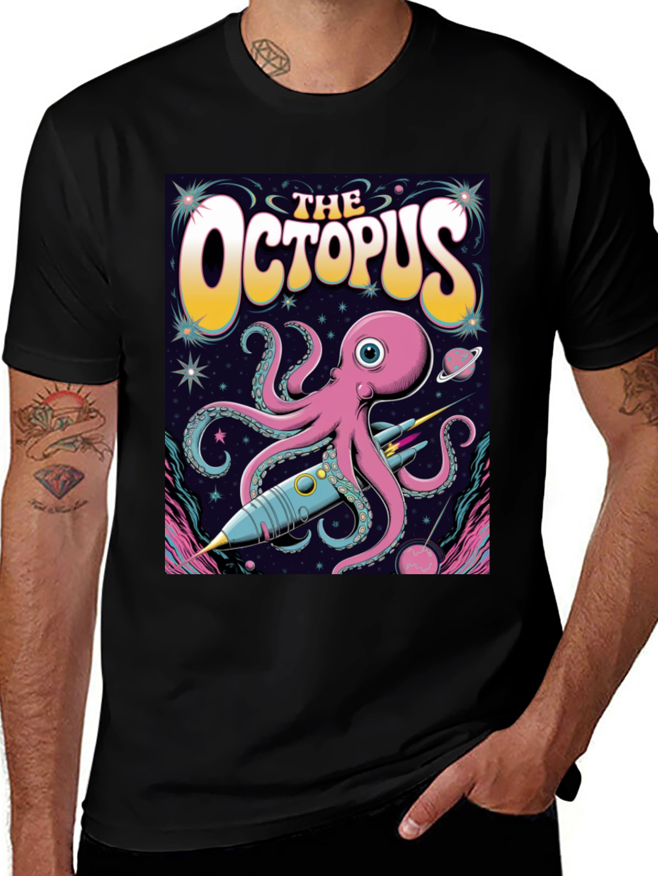 Variant 21 of Space Octopus T-Shirt - Retro Graphic Tee