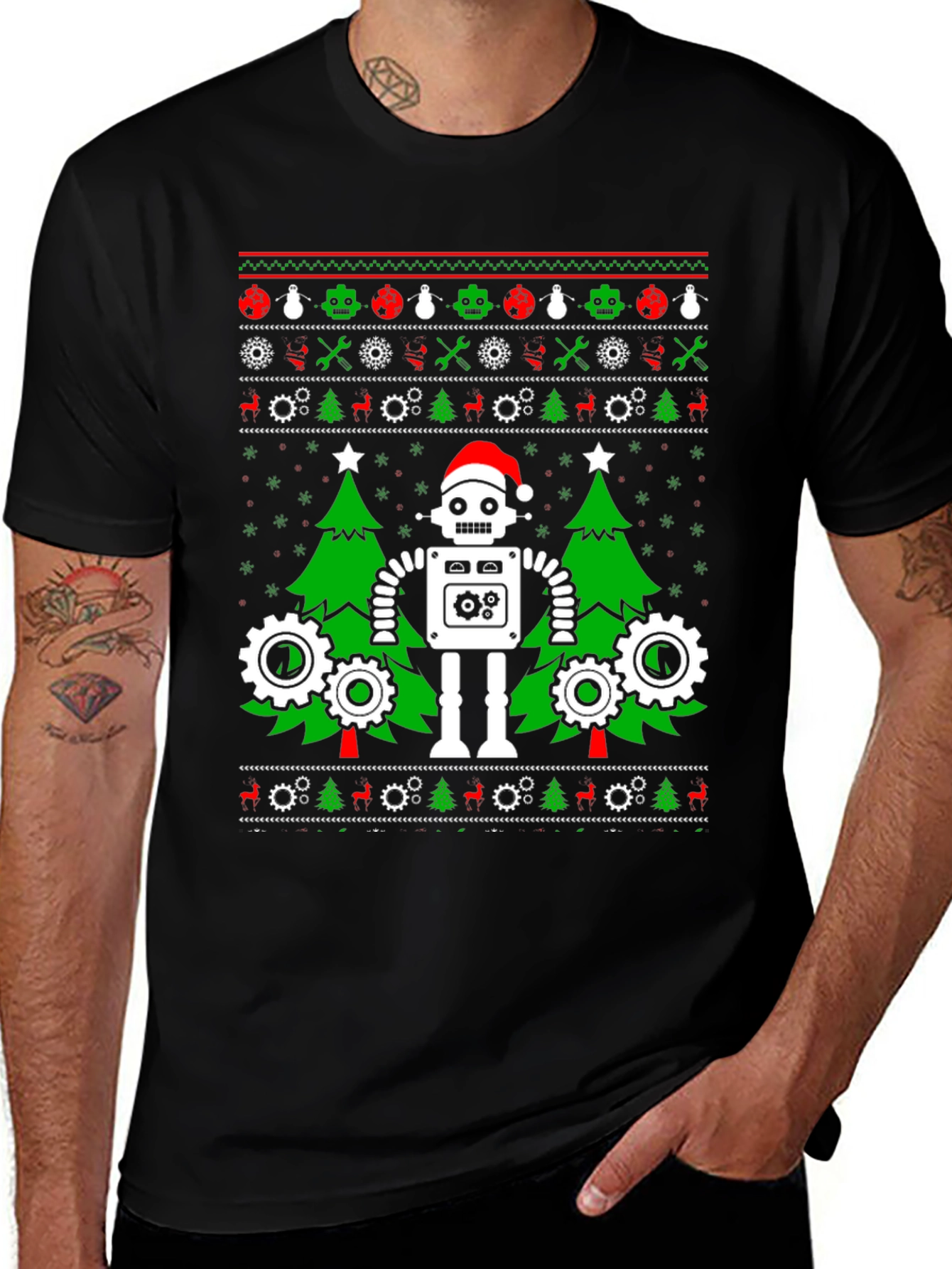 Robot Ugly Christmas Sweater T-Shirt
