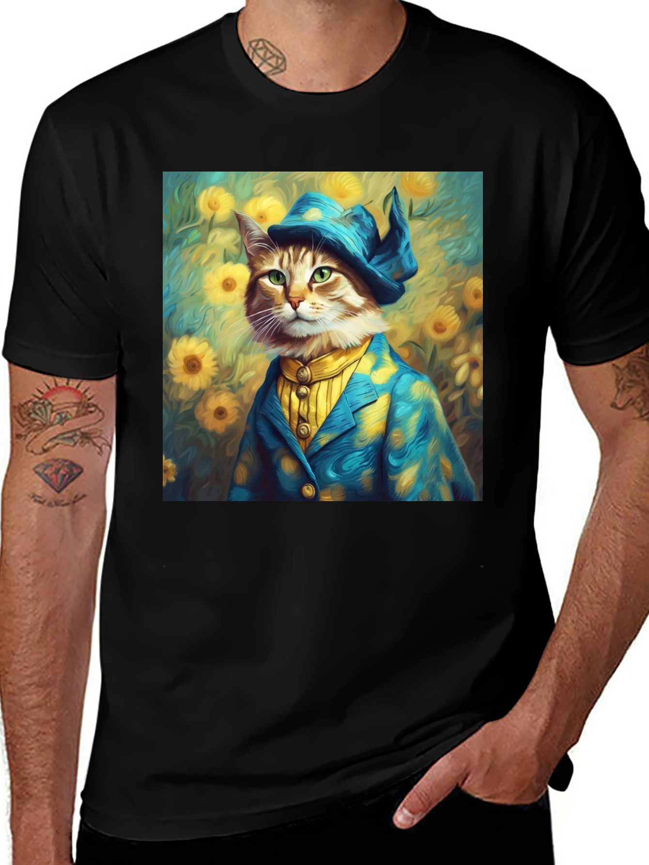 Variant 18 of Dapper Cat Portrait T-Shirt