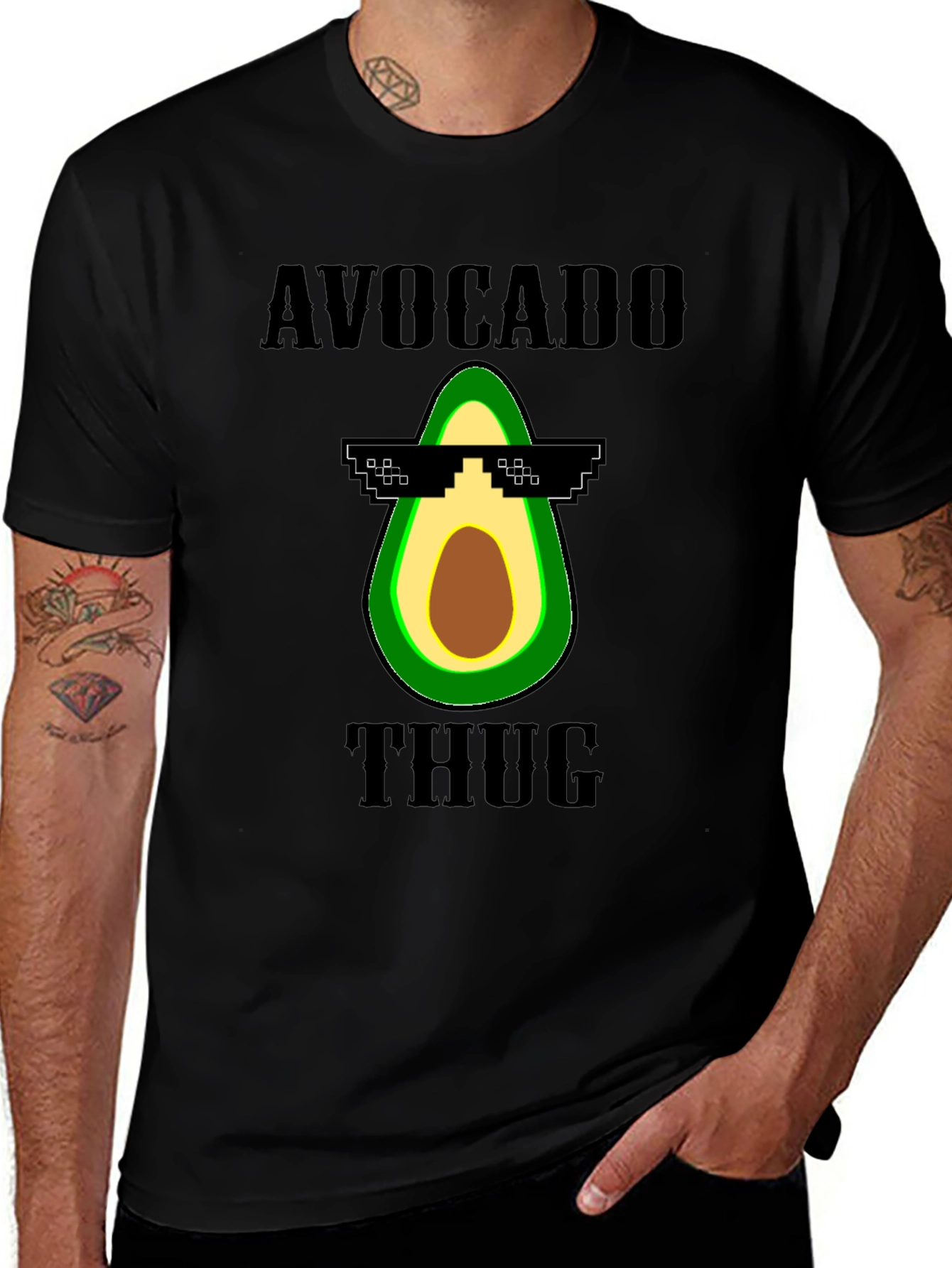 Variant 22 of Avocado Thug Life Graphic Tee - Funny Novelty T-Shirt