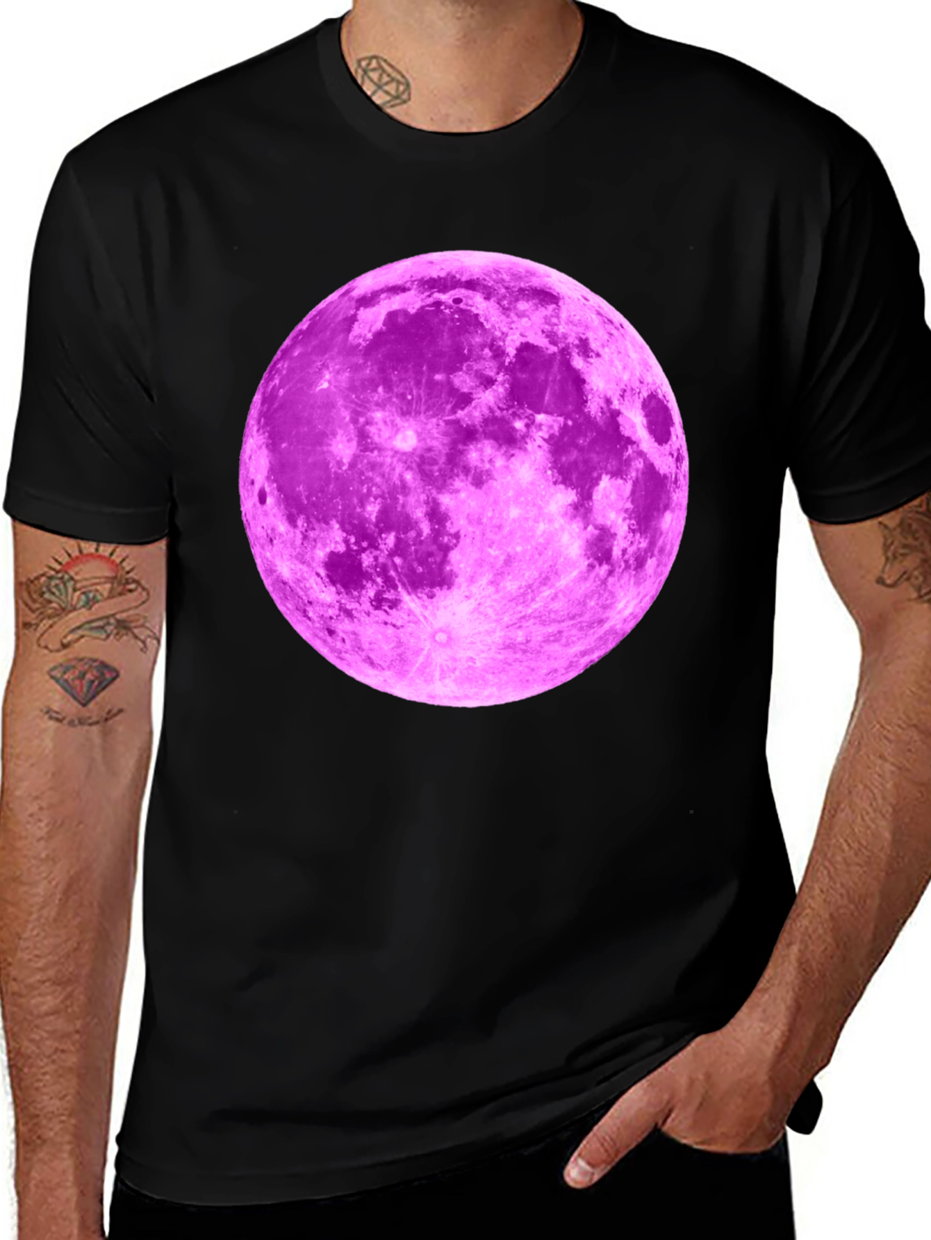 Variant 7 of Pink Moon Graphic Tee - Men's Black T-Shirt