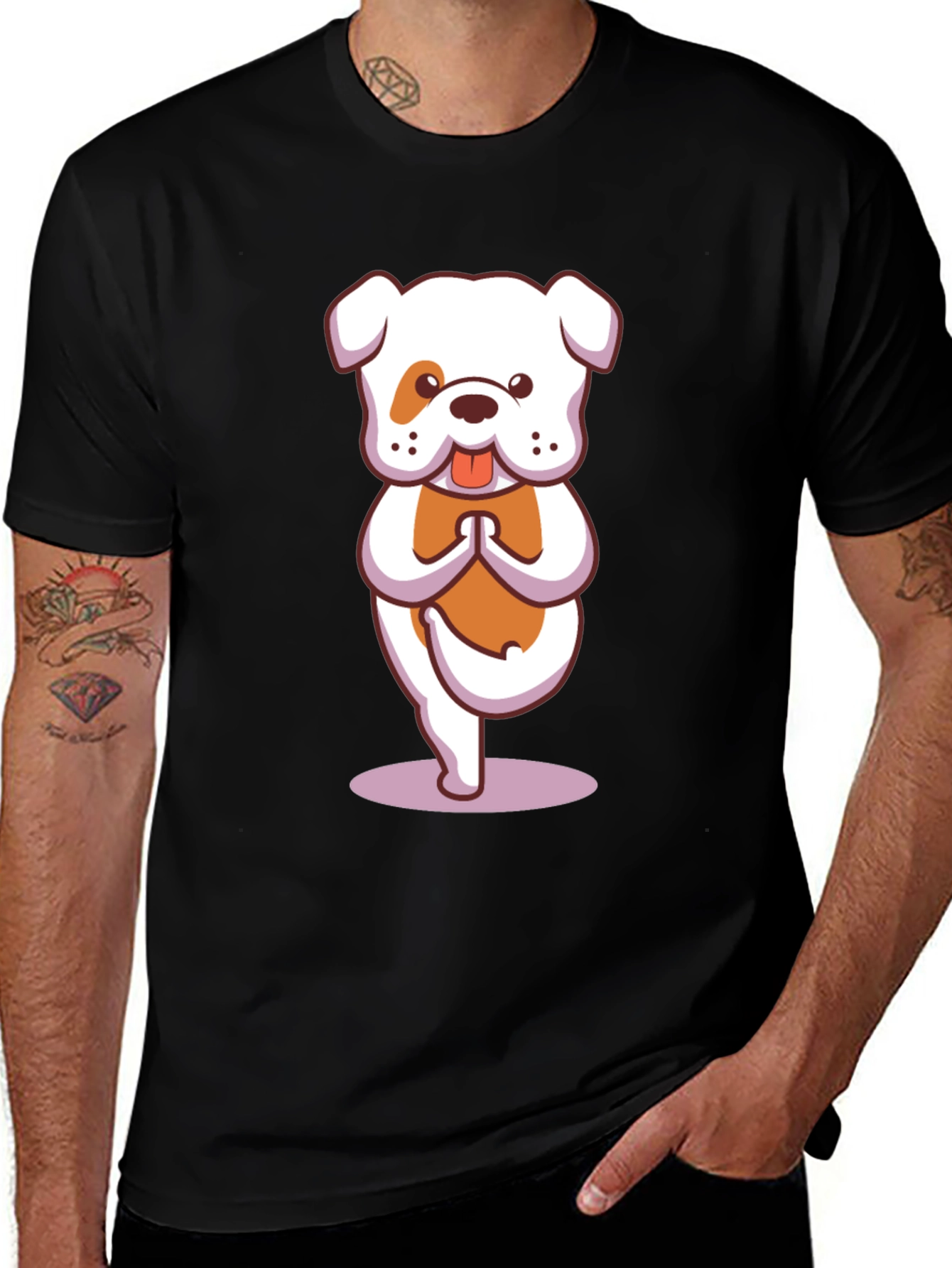 Variant 3 of Yoga Bulldog Black T-Shirt