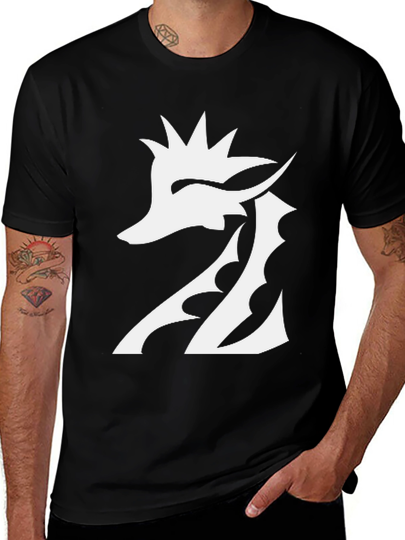 Variant 8 of Tribal Dragon Graphic Tee - Black Casual T-Shirt
