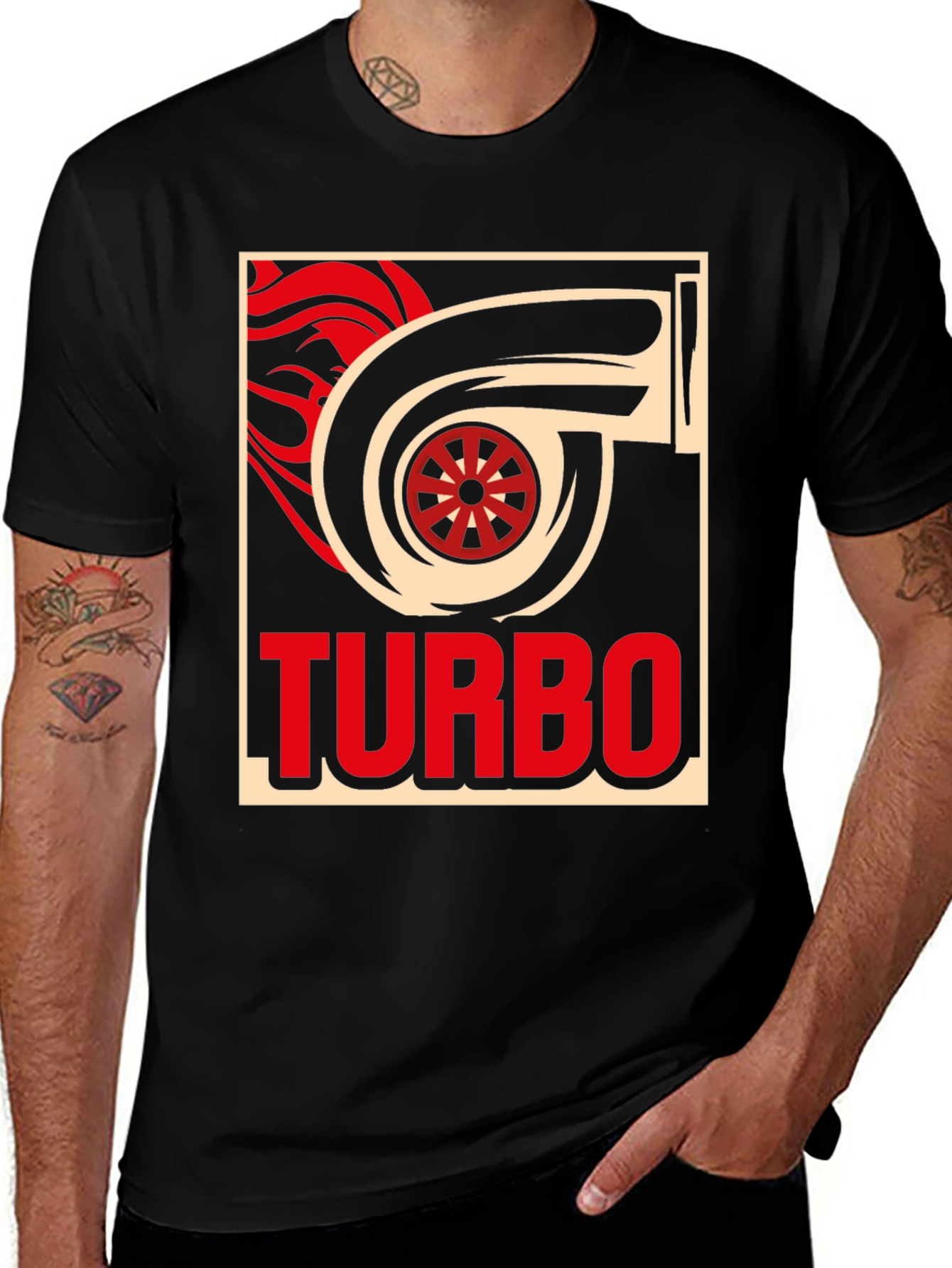Variant 15 of Turbo Graphic T-Shirt - Black Cotton Tee