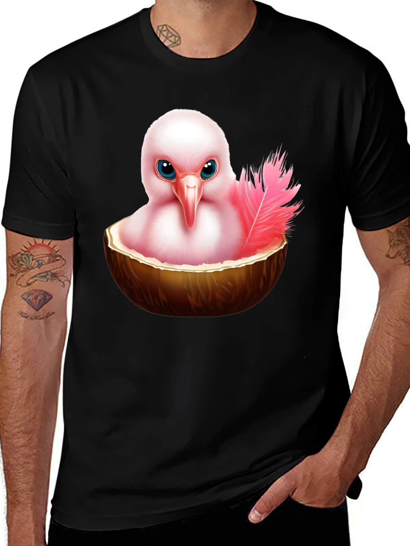 Humorous Bird in Coconut T-Shirt