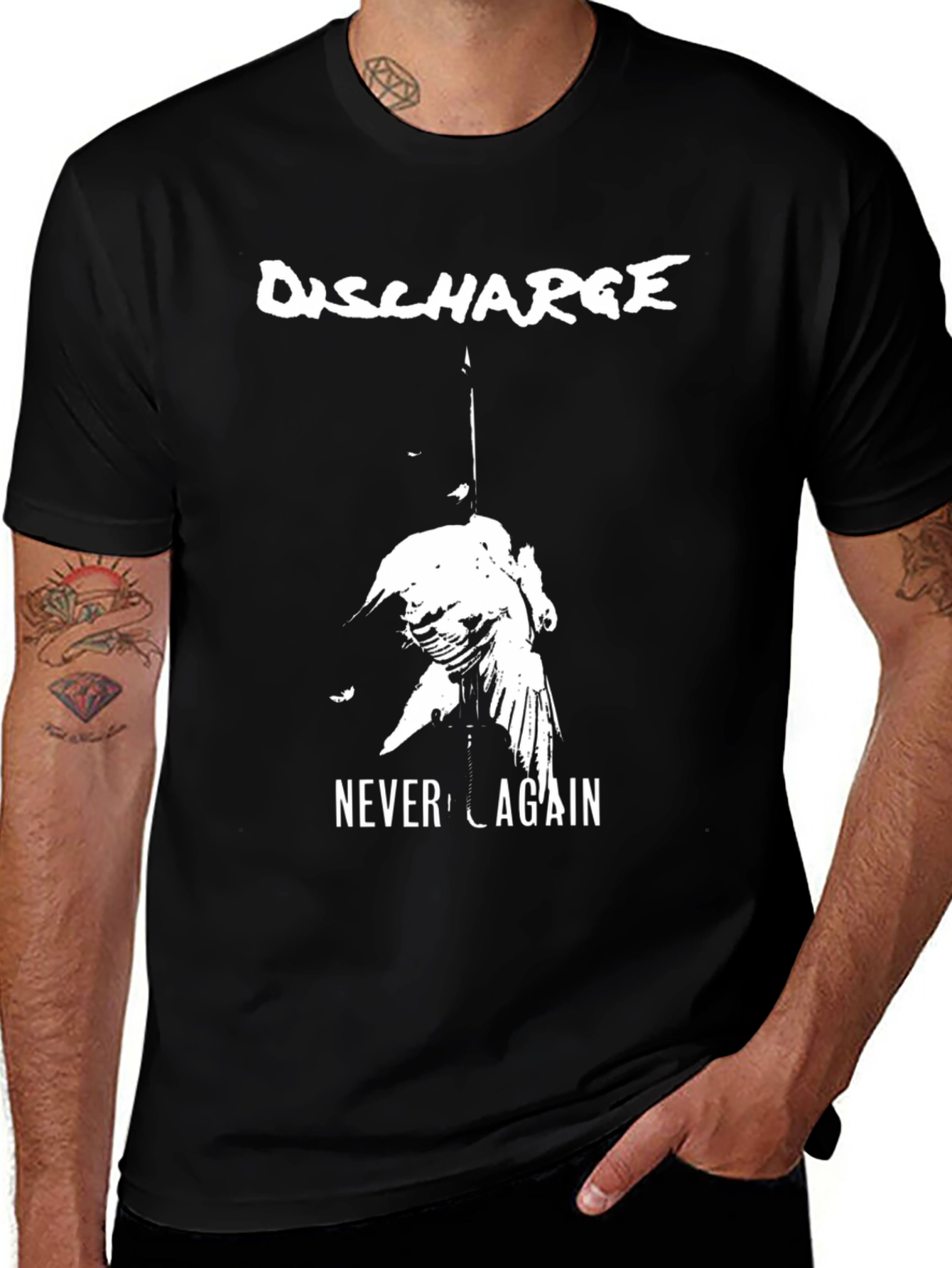 Discharge "Never Again" Graphic T-Shirt