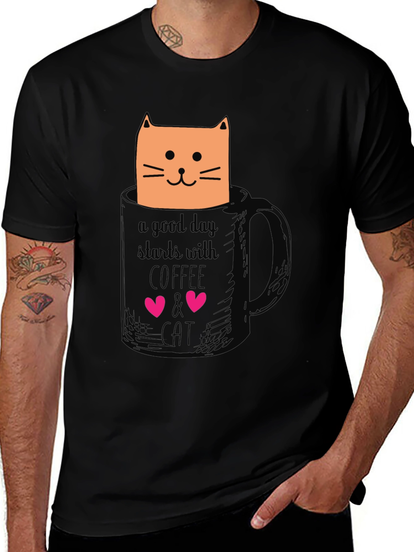 Variant 15 of Coffee and Cat Graphic T-Shirt