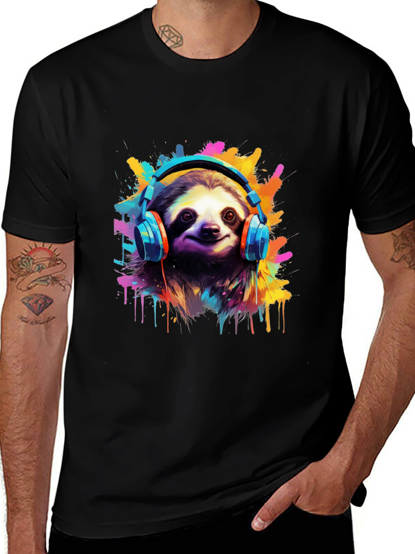 Variant 23 of Sloth DJ Graphic Tee - Cool Animal Print T-Shirt