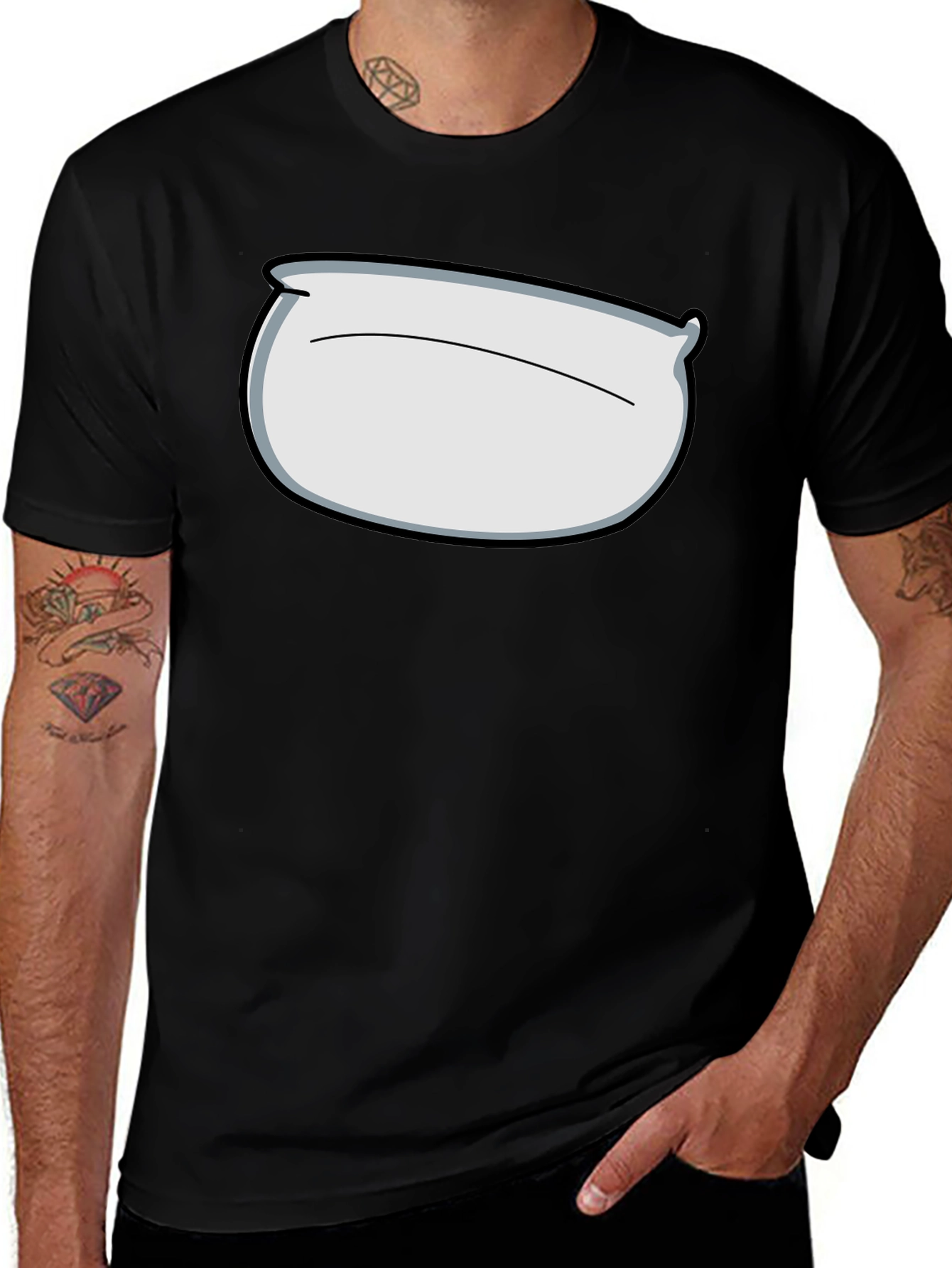 Variant 23 of Pillow Head Graphic Tee - Black Cotton Comfort