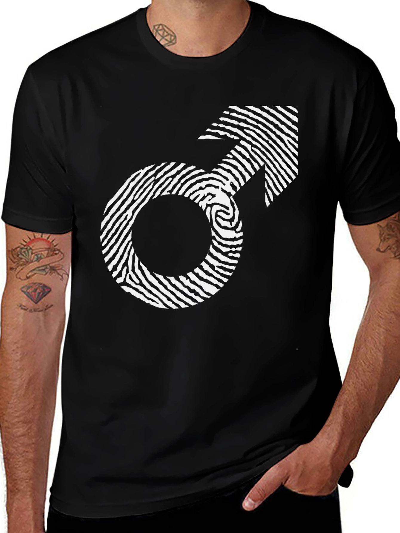 Variant 23 of Men's Fingerprint Symbol Graphic Tee