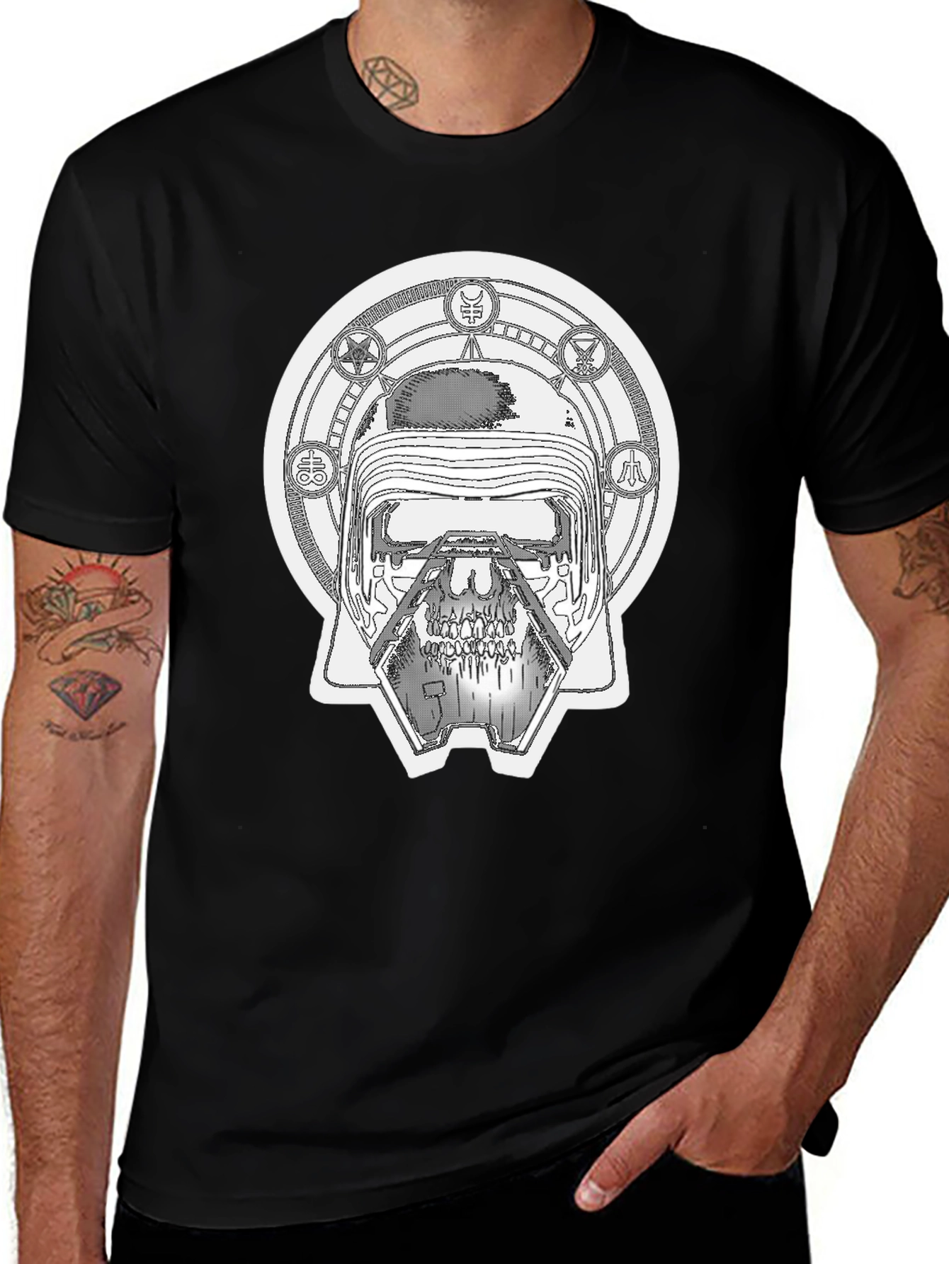 Kylo Ren Helmet Graphic Print Black T-Shirt