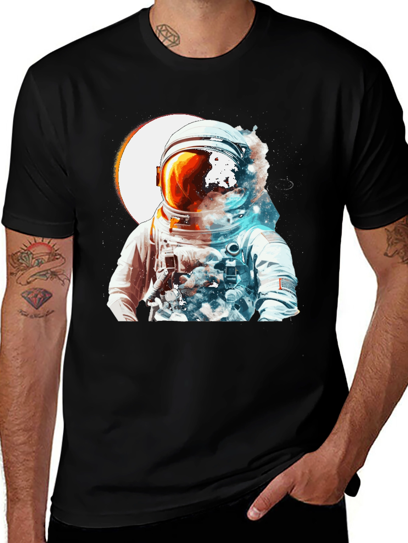 Variant 15 of Astronaut Space Graphic Black T-Shirt