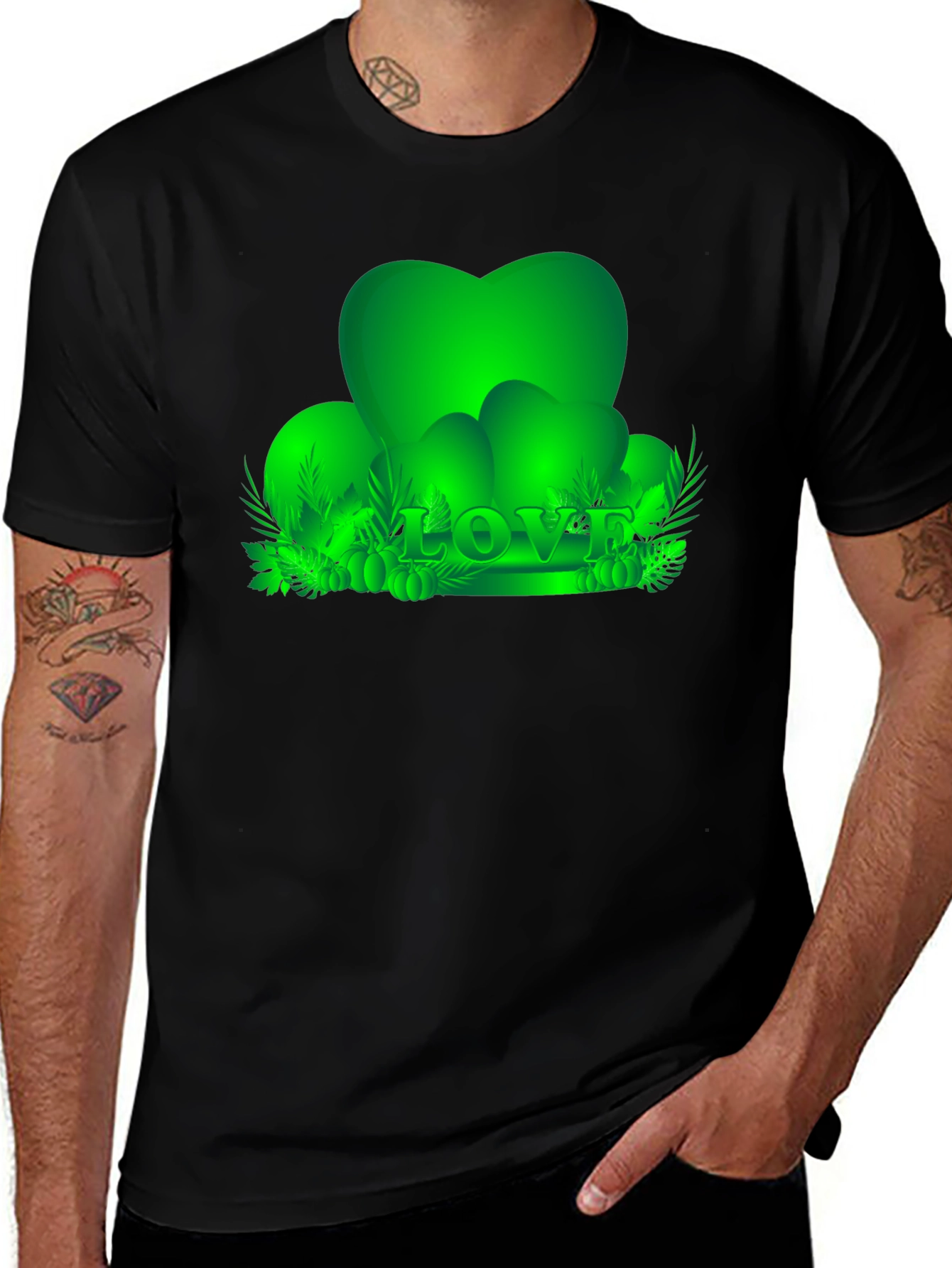 Variant 29 of Love Heart Graphic Tee - Stylish Black T-Shirt