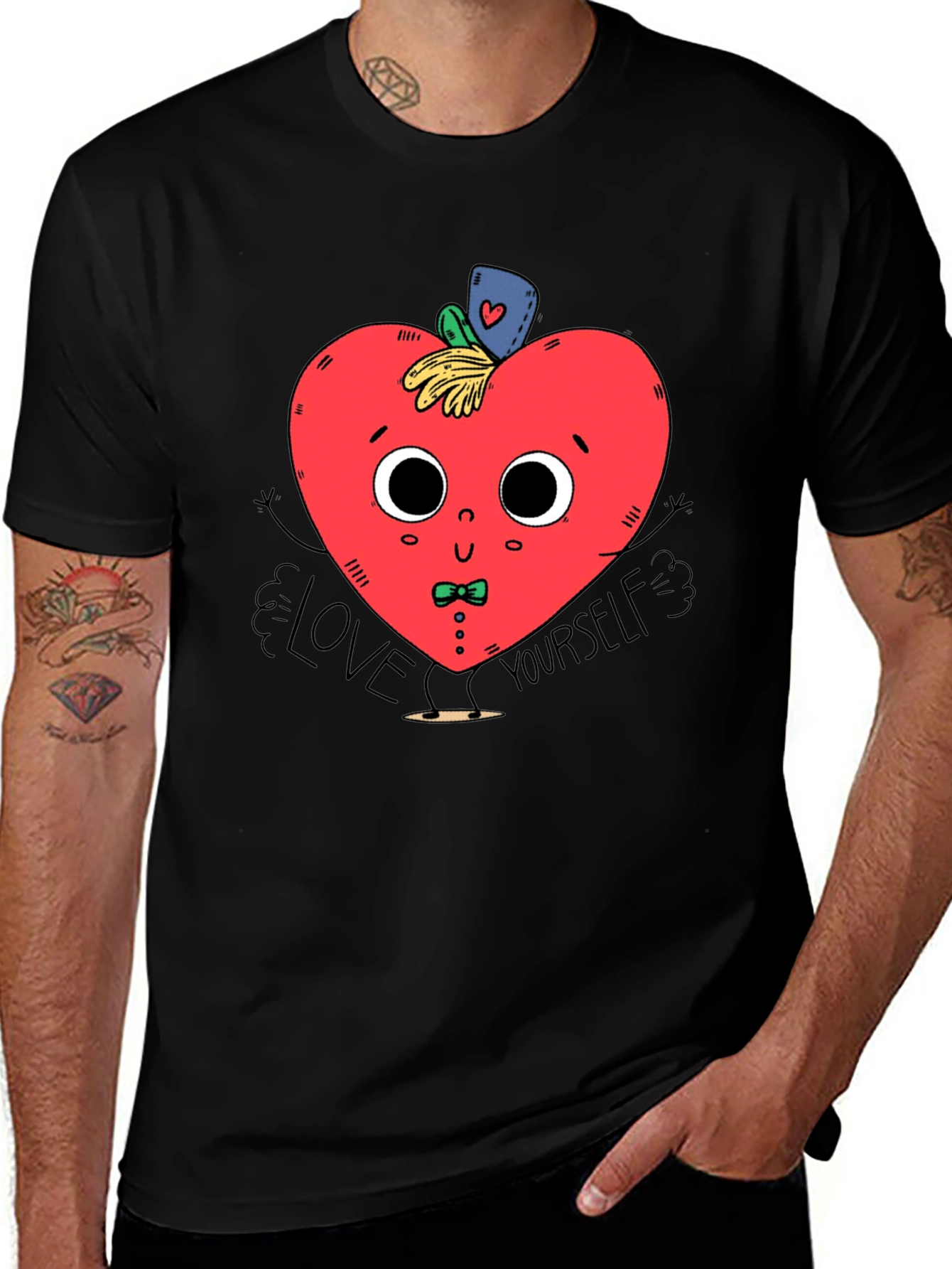 Black Love Yourself Heart Graphic T-Shirt main image