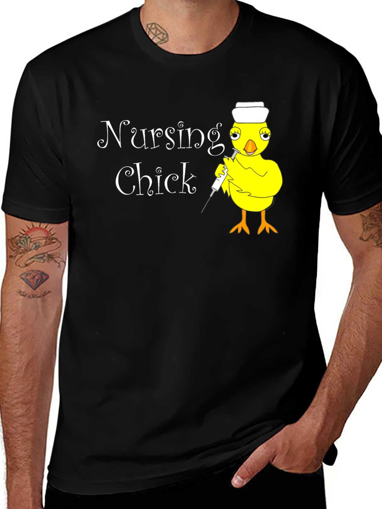 Black Nursing Chick T-Shirt - Funny Nurse Apparel main image