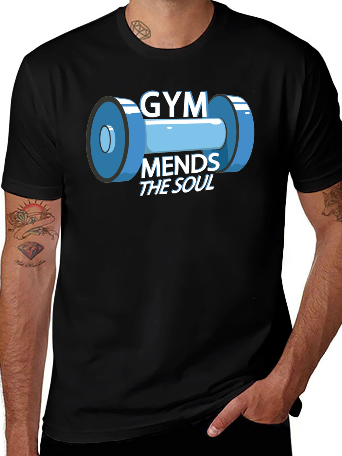 Black Gym Mends the Soul Graphic T-Shirt main image
