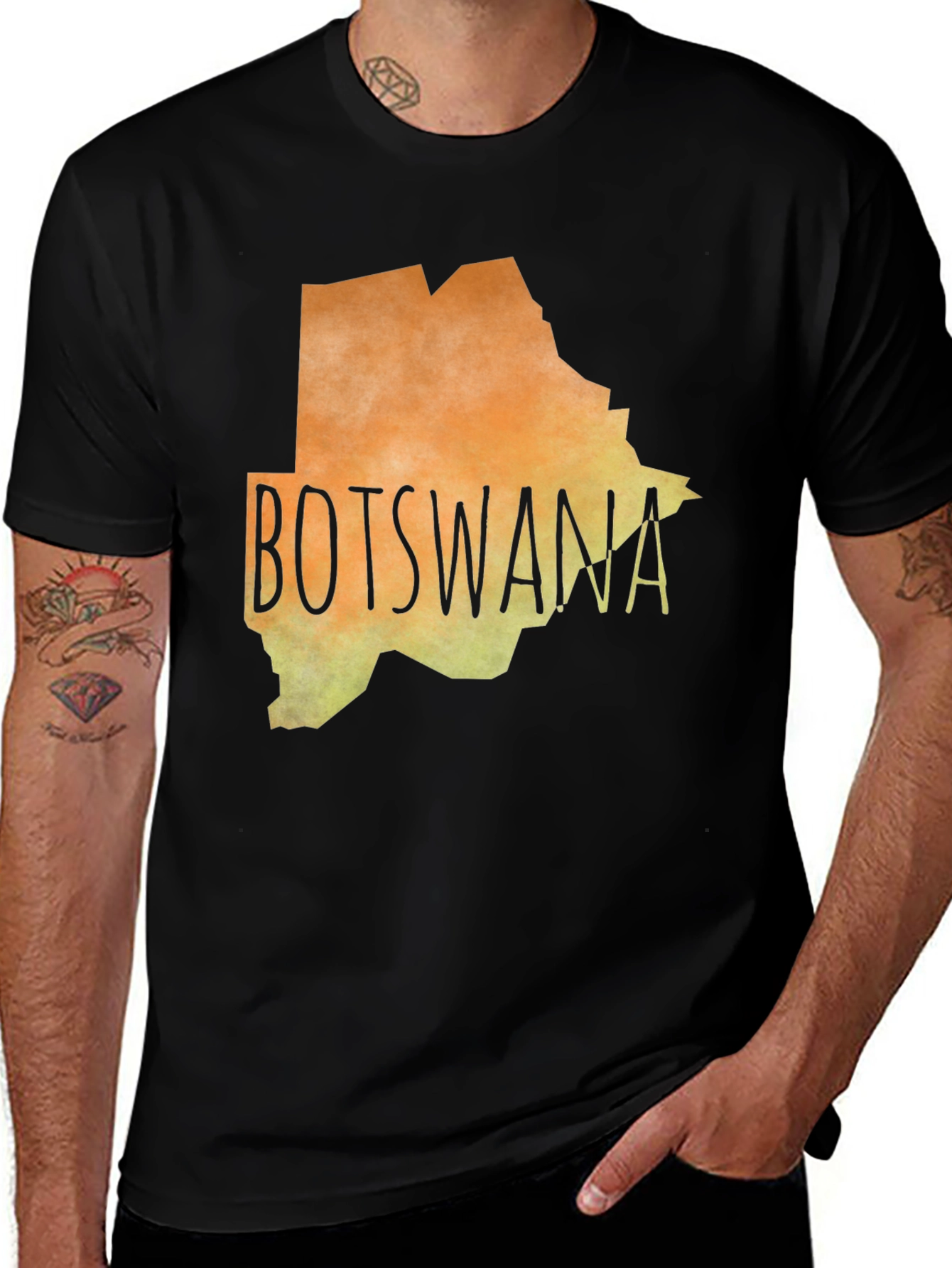Botswana Map Graphic Tee - Black