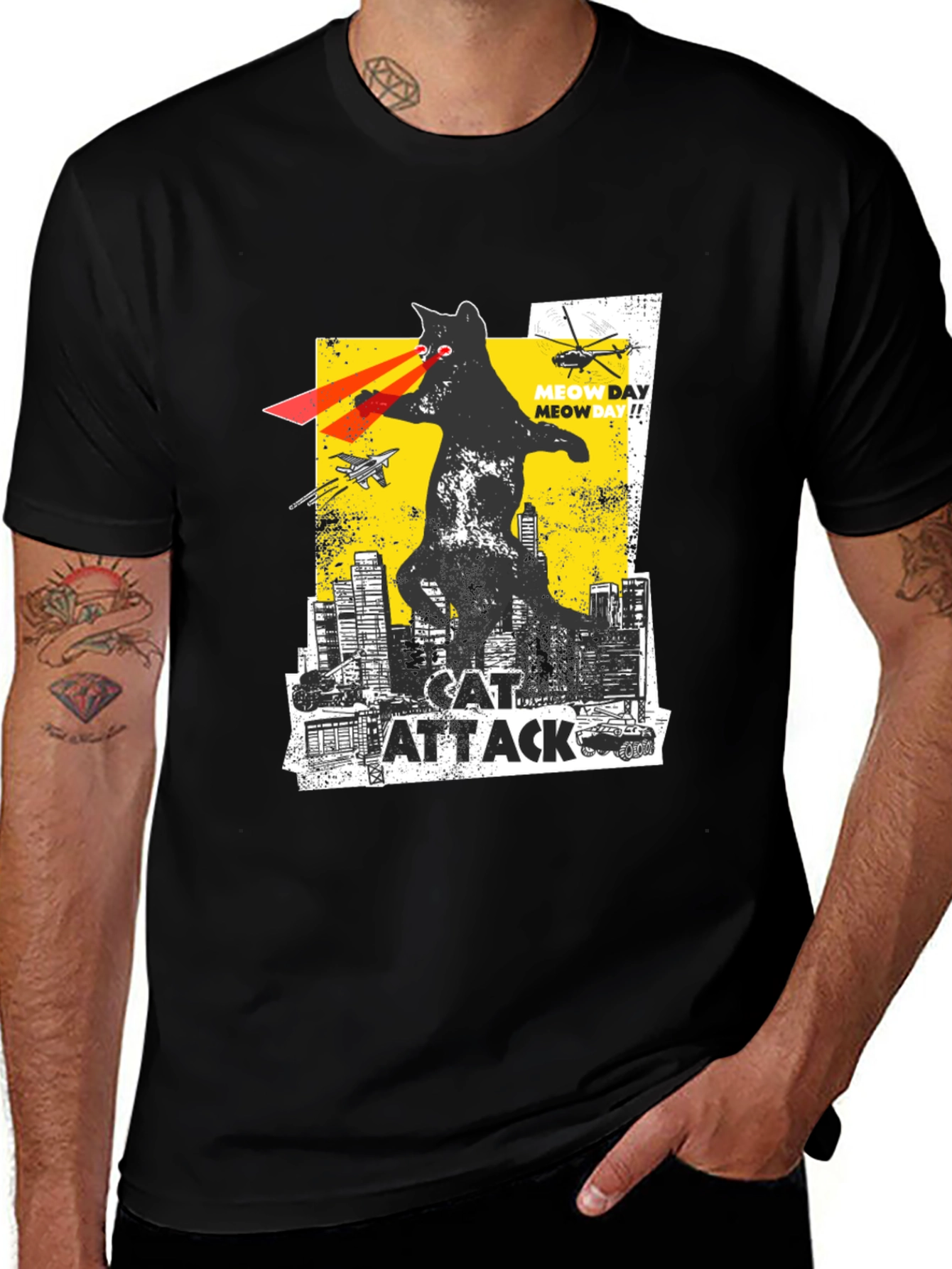 Black Cat Attack T-Shirt - Funny Graphic Tee main image