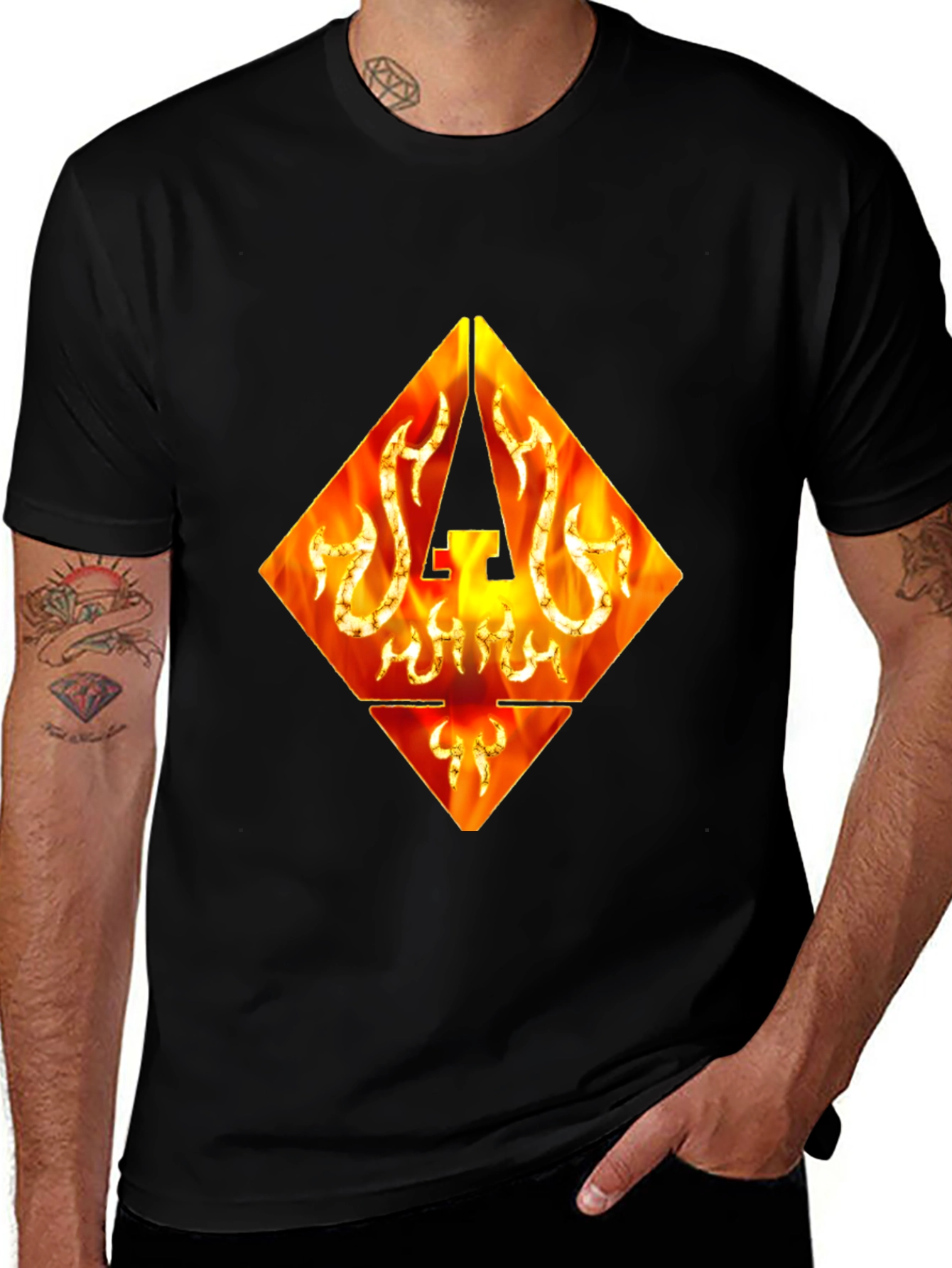 Variant 23 of Fiery Diamond Graphic Tee - Black Cotton T-Shirt