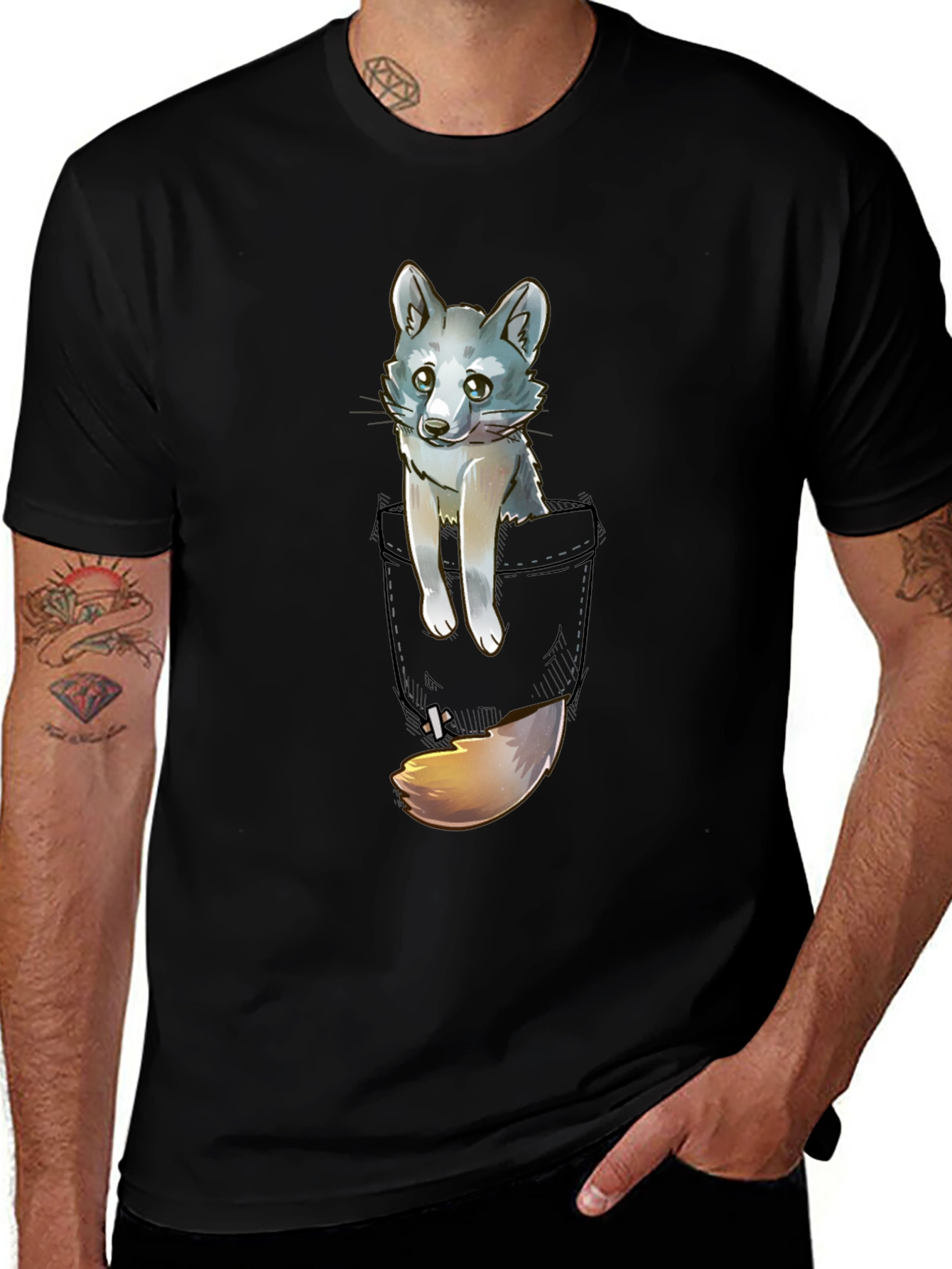 Pocket Fox Graphic Tee - Cute Animal Shirt