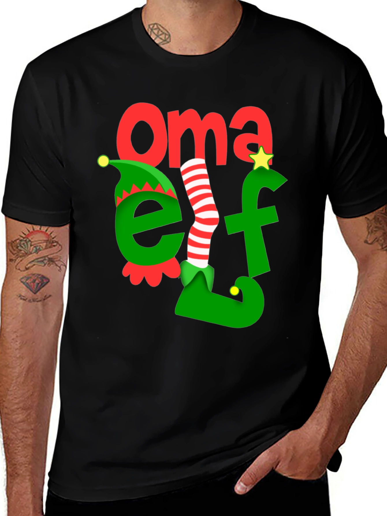 Oma Elf Christmas T-Shirt - Holiday Family Matching Tee