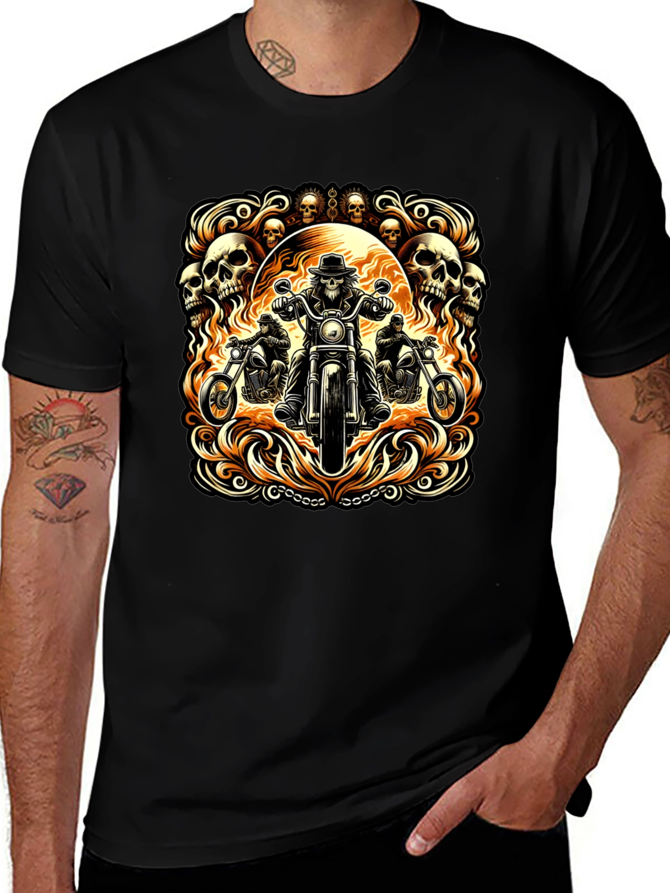 Variant 25 of Skull Rider Graphic Tee - Men's Black T-Shirt