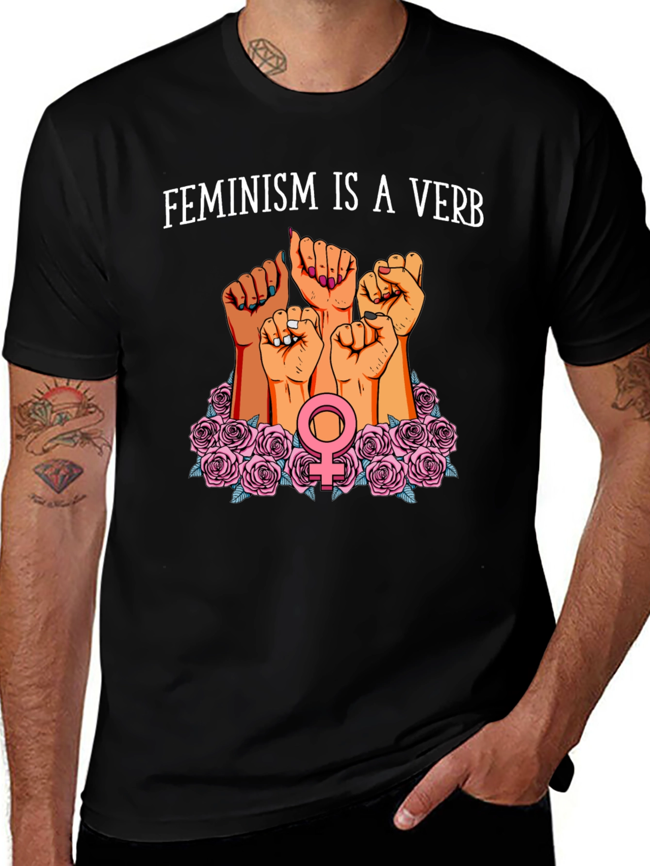 Variant 18 of Feminism Is A Verb Graphic T-Shirt