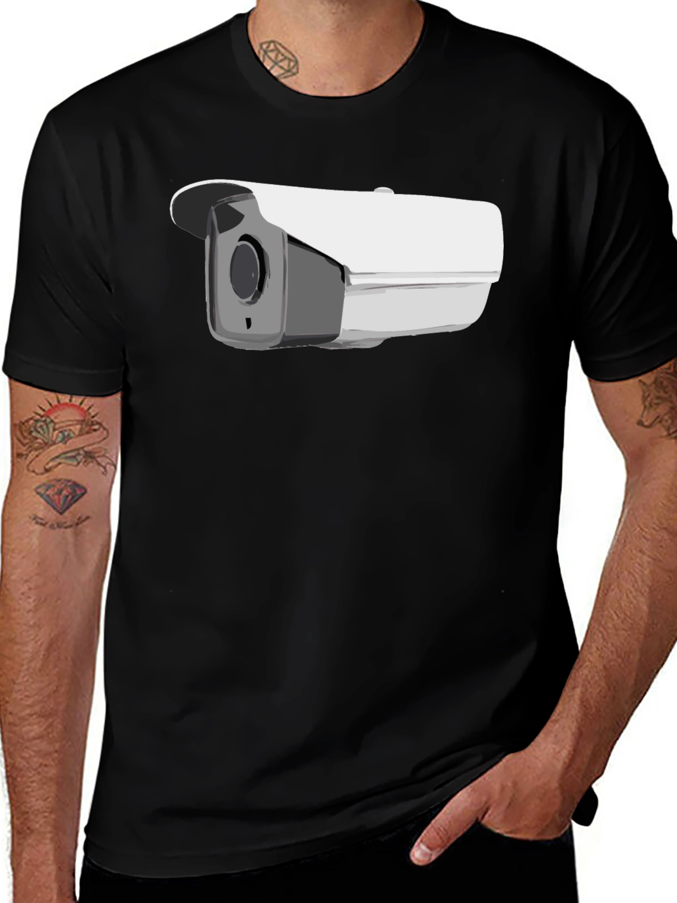 Variant 22 of Security Camera Graphic Tee - Men's Black T-Shirt