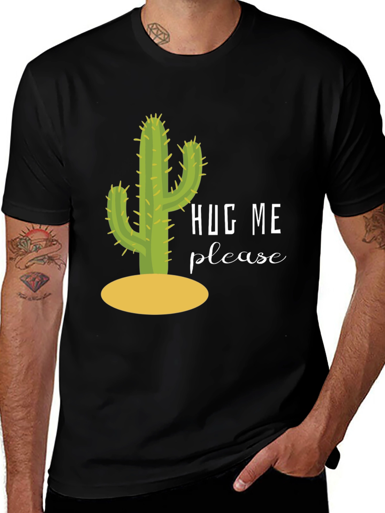 Variant 11 of Hug Me Cactus Graphic Tee - Soft Cotton Blend T-Shirt