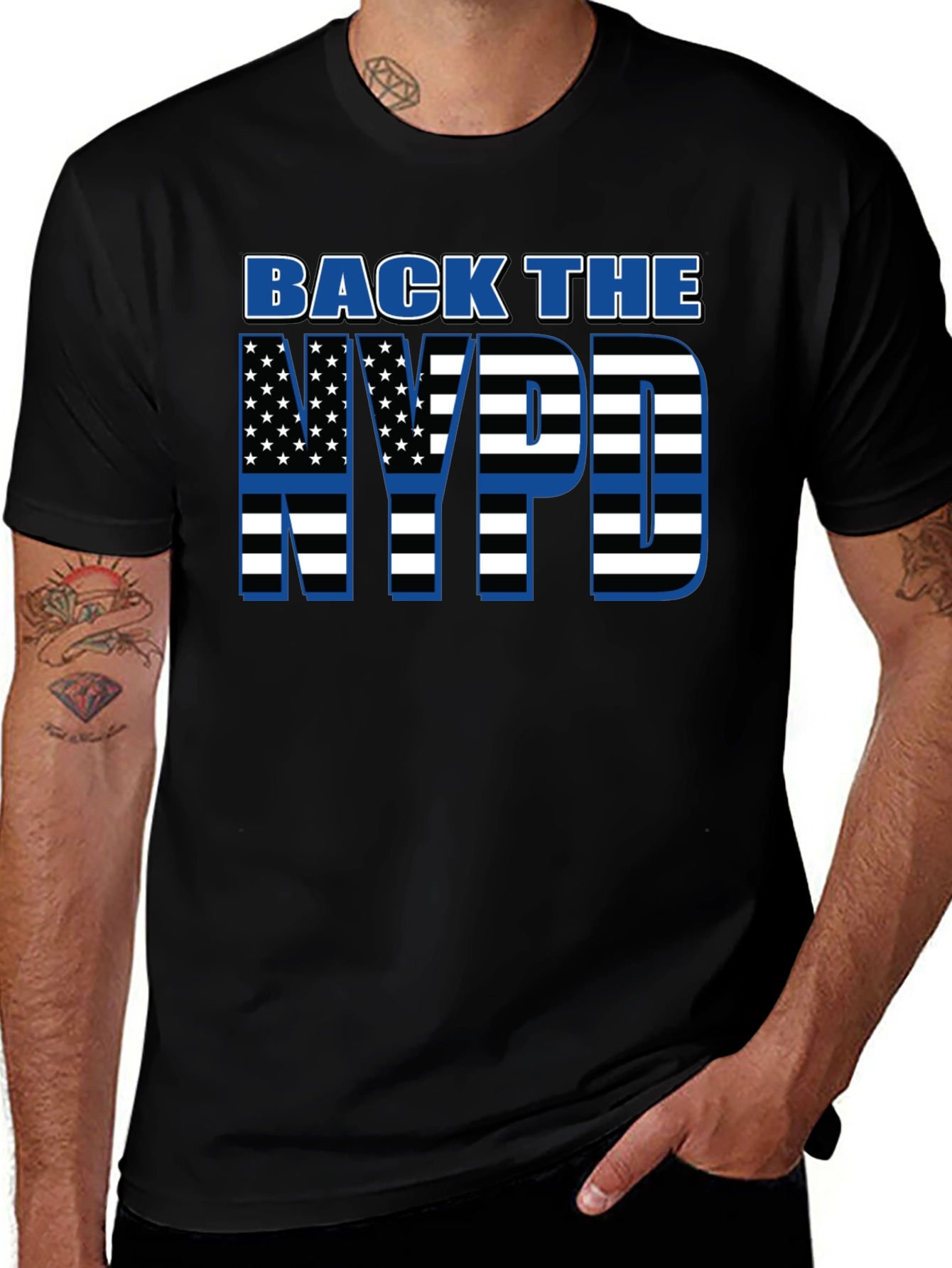 Back the NYPD T-Shirt Black Cotton