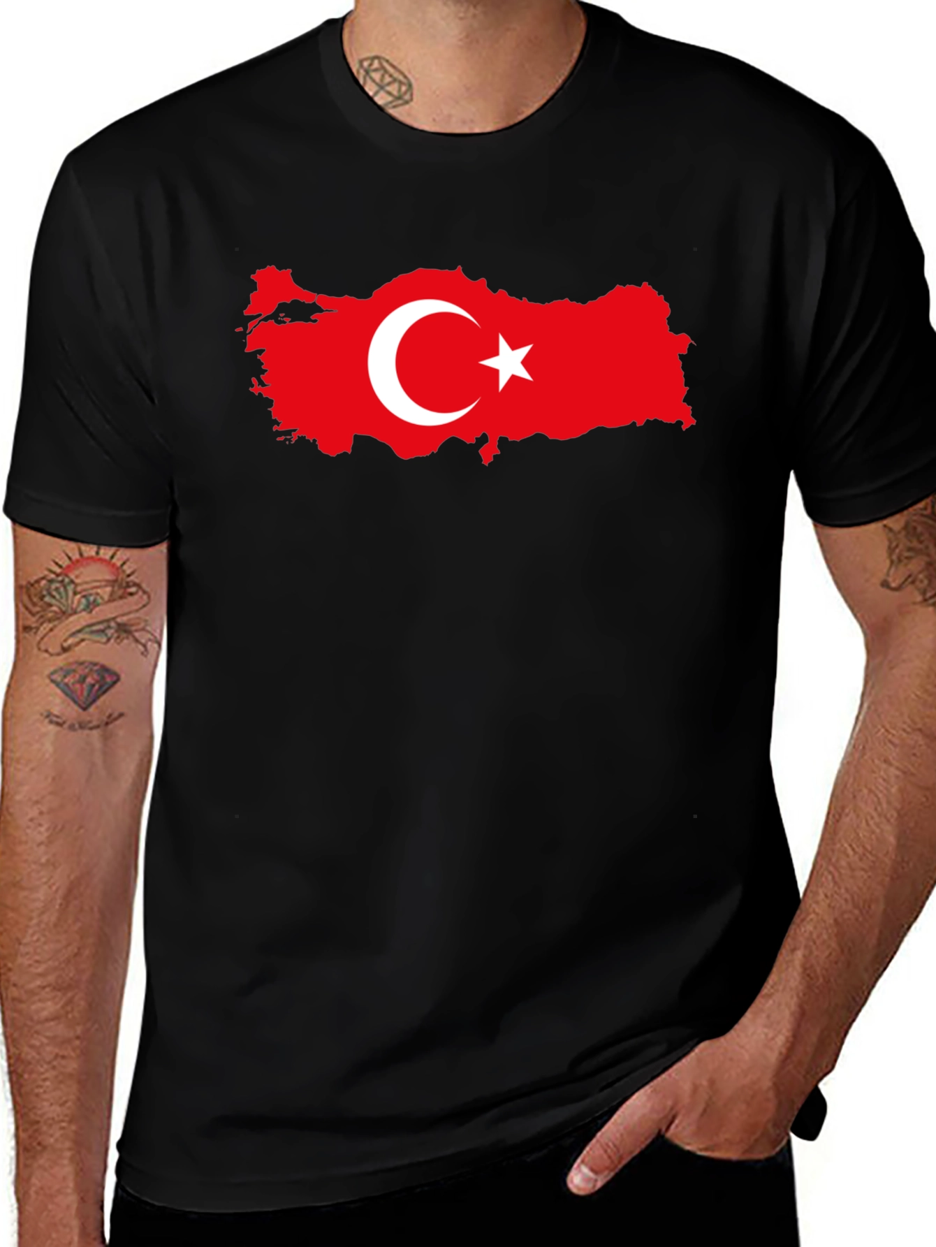 Turkey Map Flag T-Shirt - Black Cotton Tee