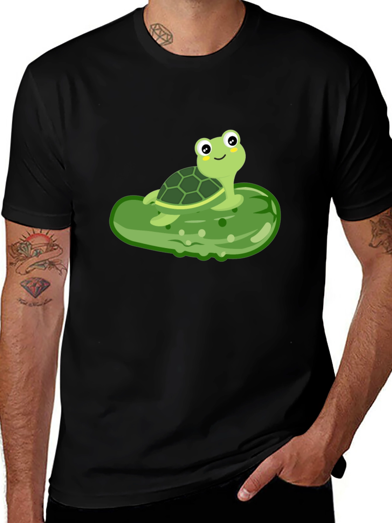 Variant 18 of Turtle on Pickle T-Shirt - Cute Cartoon Graphic Tee