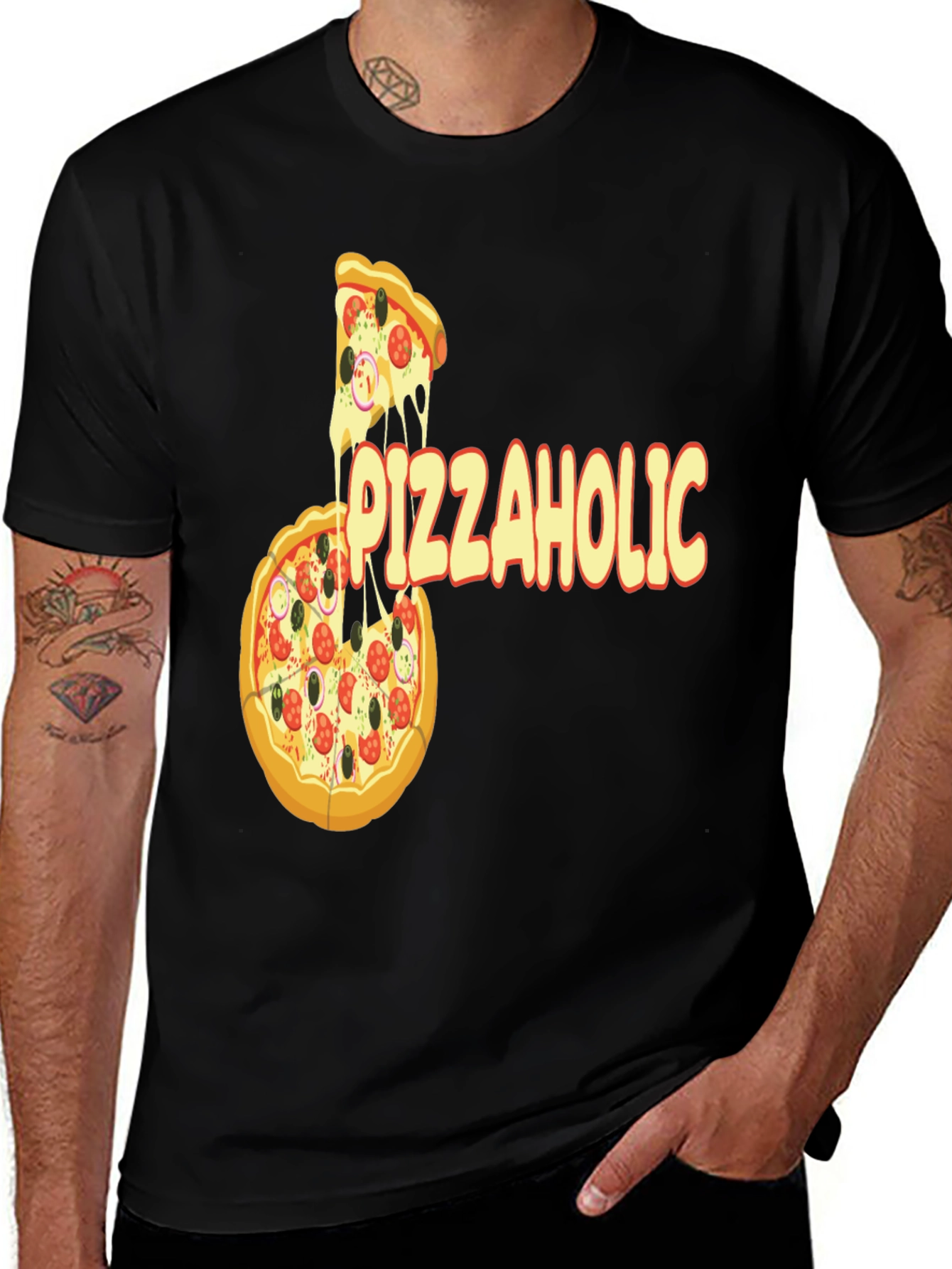 Variant 3 of Pizza Graphic Tee - Pizzaaholic T-Shirt