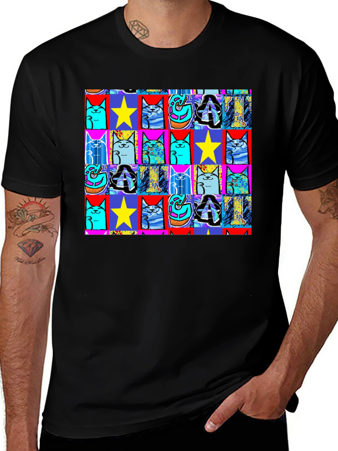 Variant 23 of Pop Art Cat & Star T-Shirt