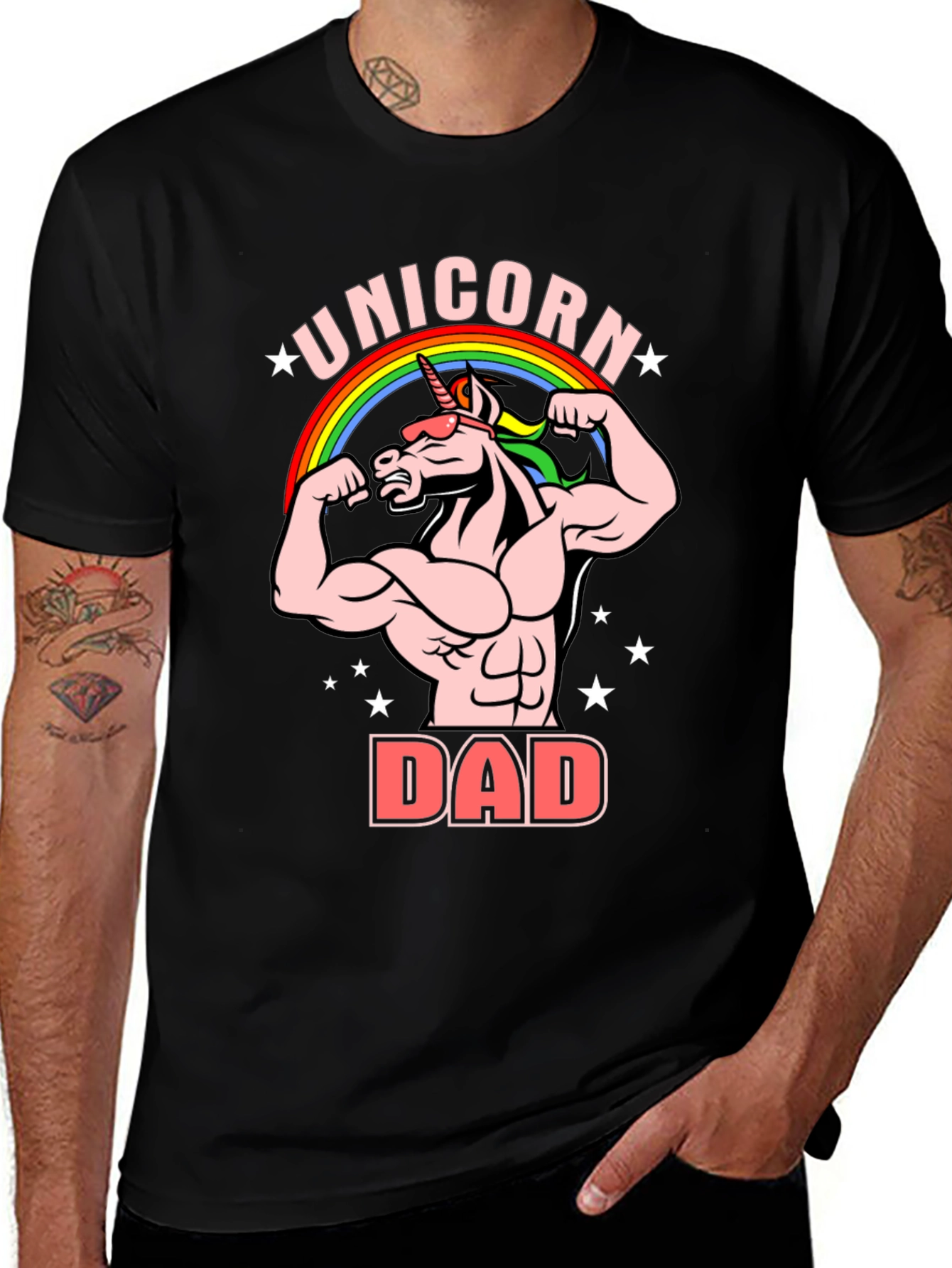Variant 13 of Unicorn Dad Graphic T-Shirt - Black Cotton Tee