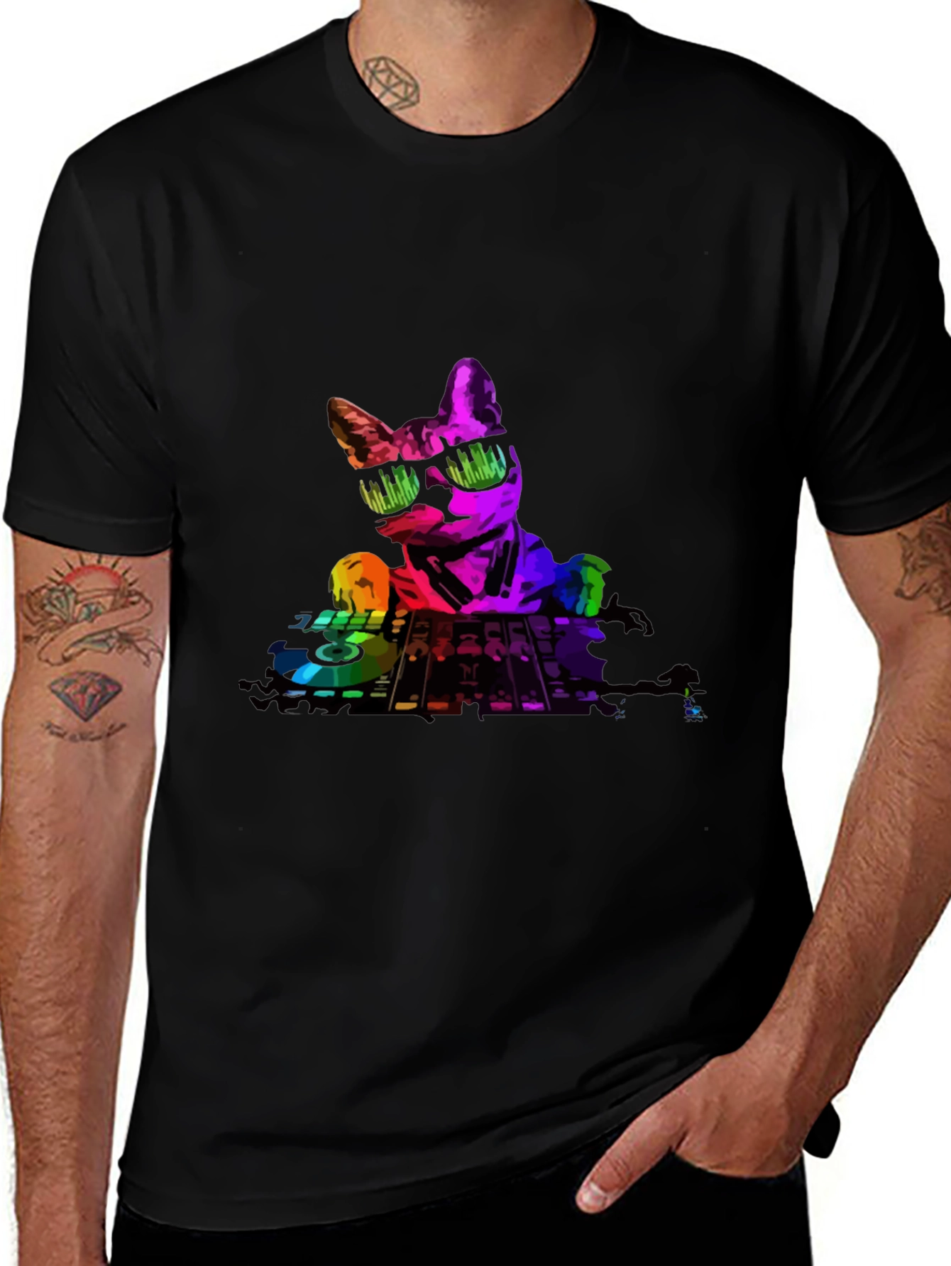 Variant 9 of DJ Cat Graphic T-Shirt - Cool Music Lover Tee