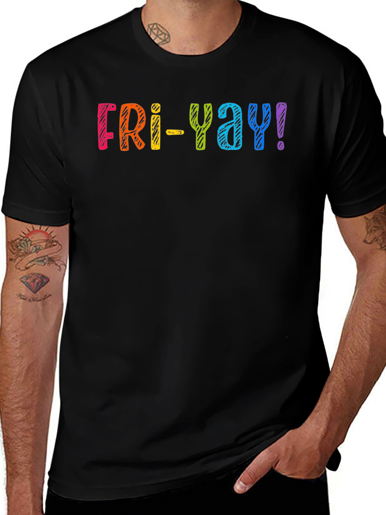 Fri-Yay! Rainbow Graphic T-Shirt - Casual Friday Fun