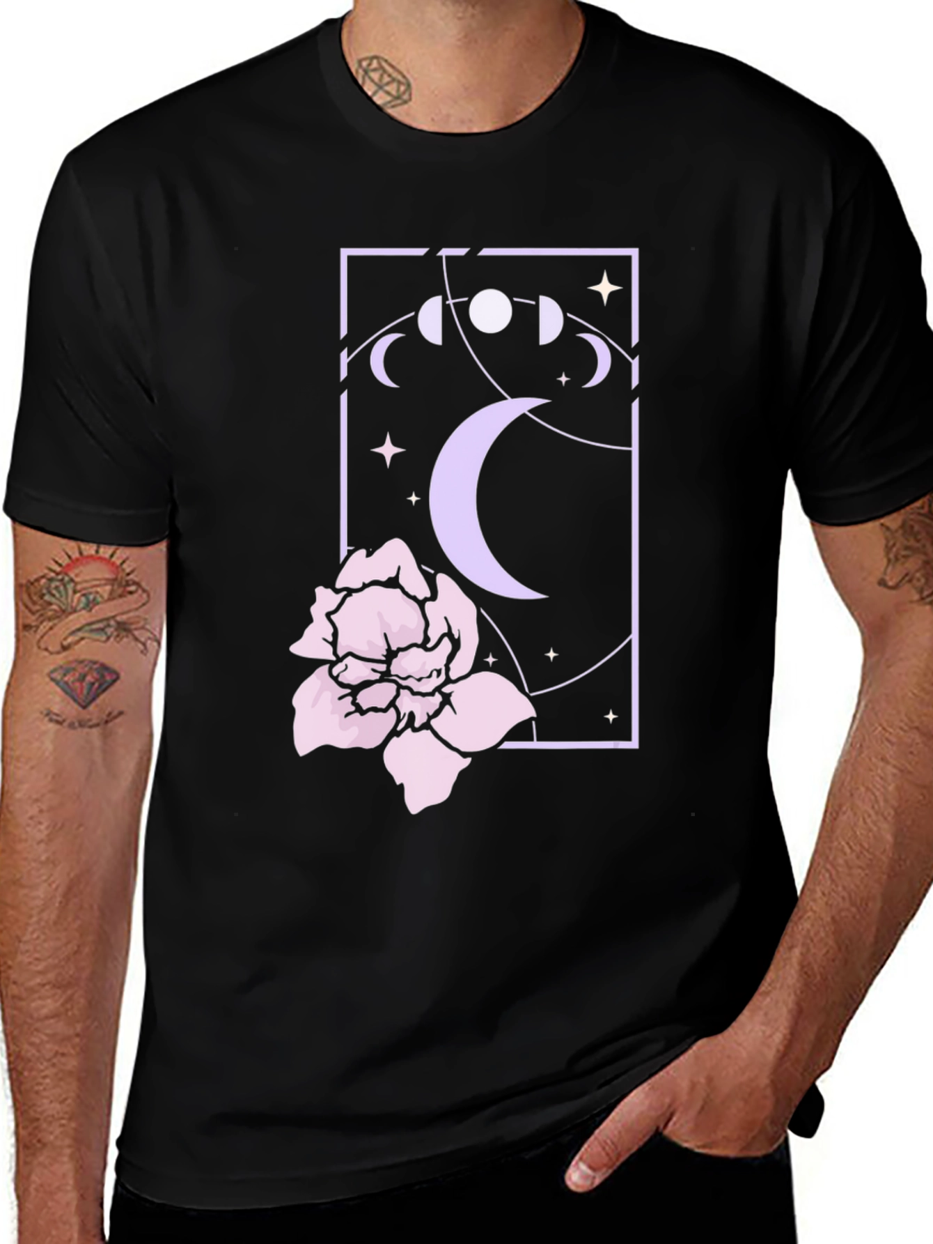 Variant 20 of Mystic Moonflower Graphic Tee - Black