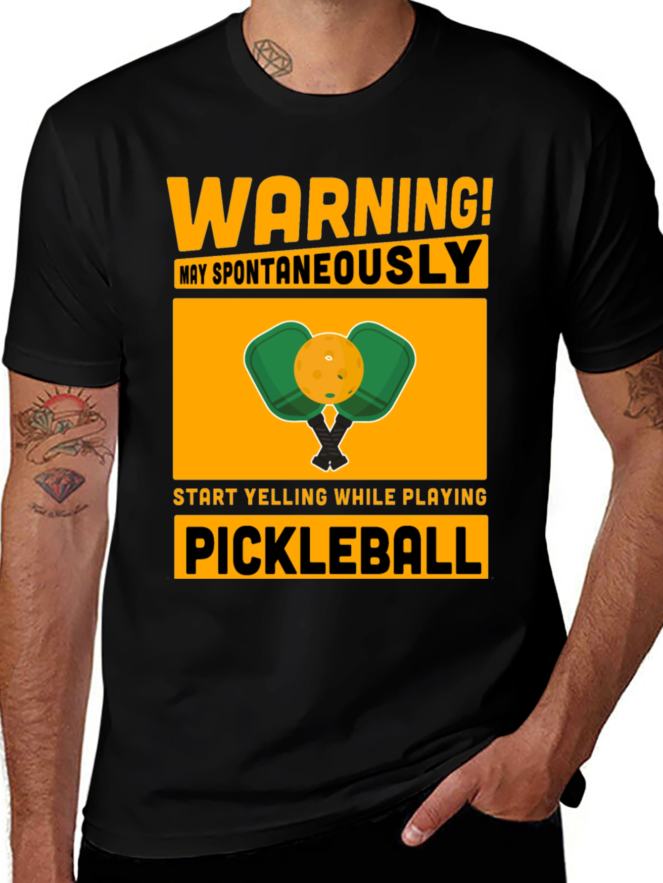Variant 14 of Warning! May Spontaneously Pickleball T-Shirt