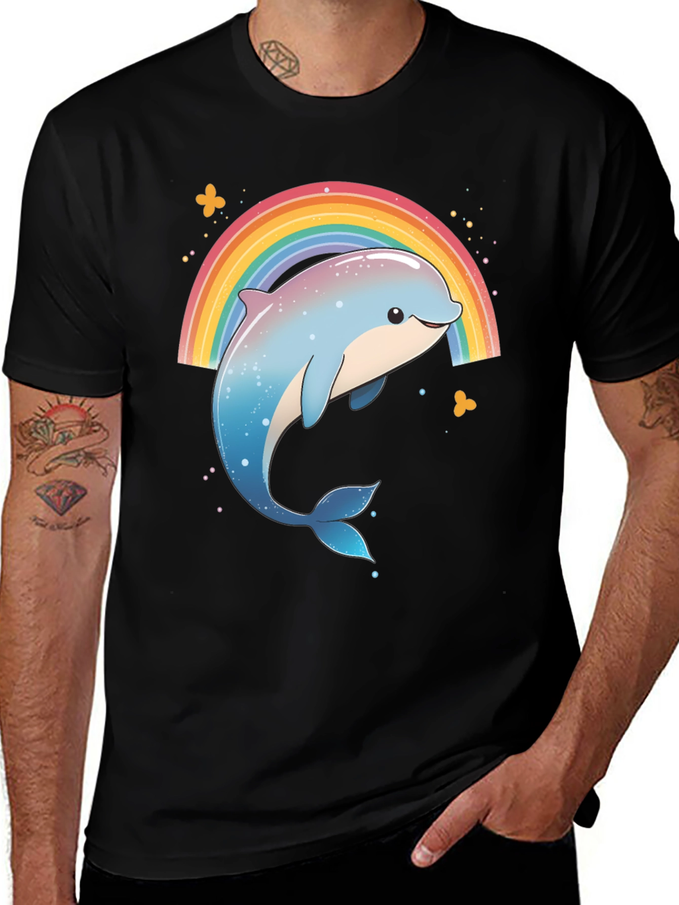Variant 13 of Rainbow Dolphin T-Shirt - Cute Graphic Tee