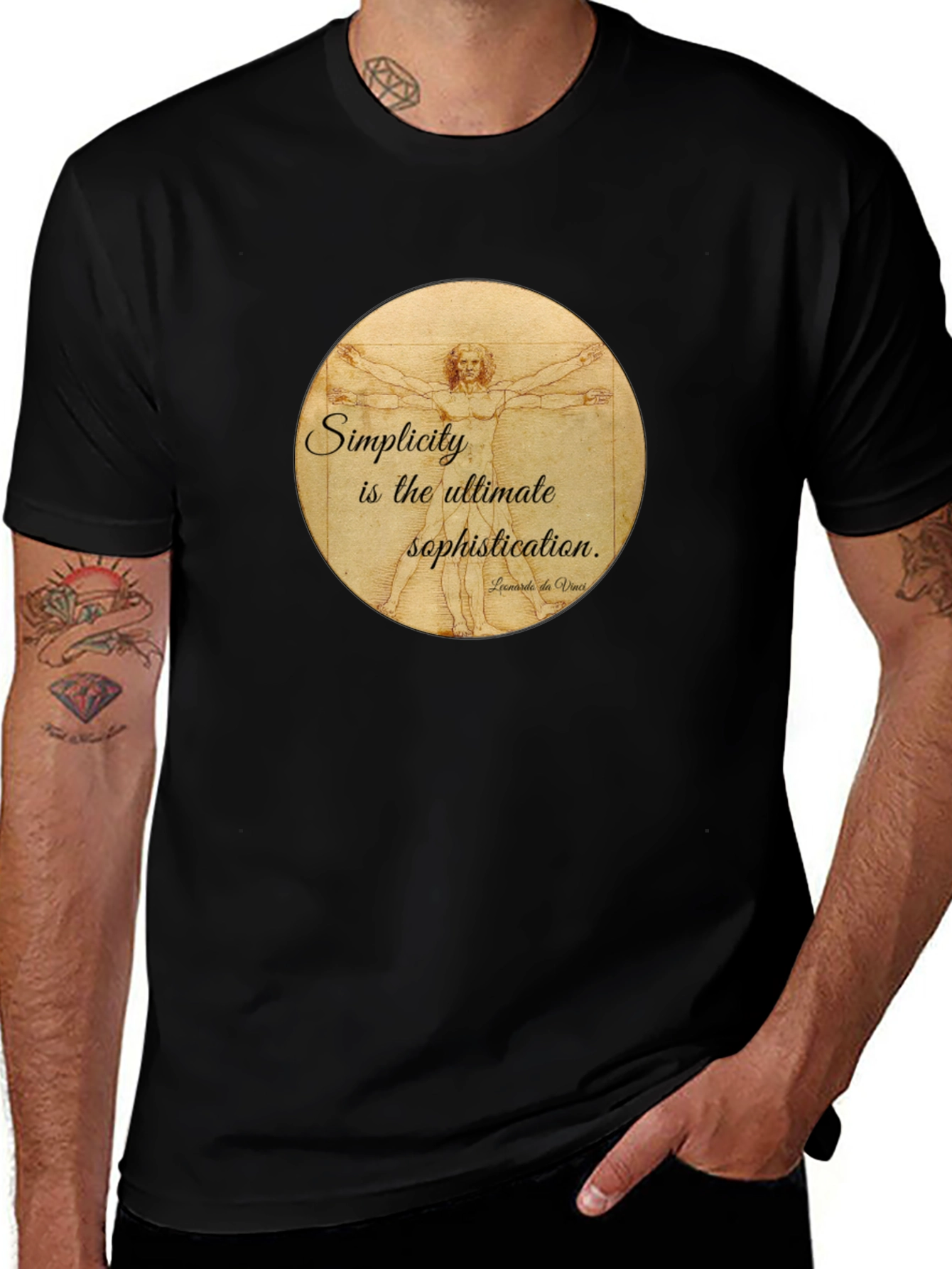 Vitruvian Man T-Shirt - Simplicity is Sophistication Art Tee