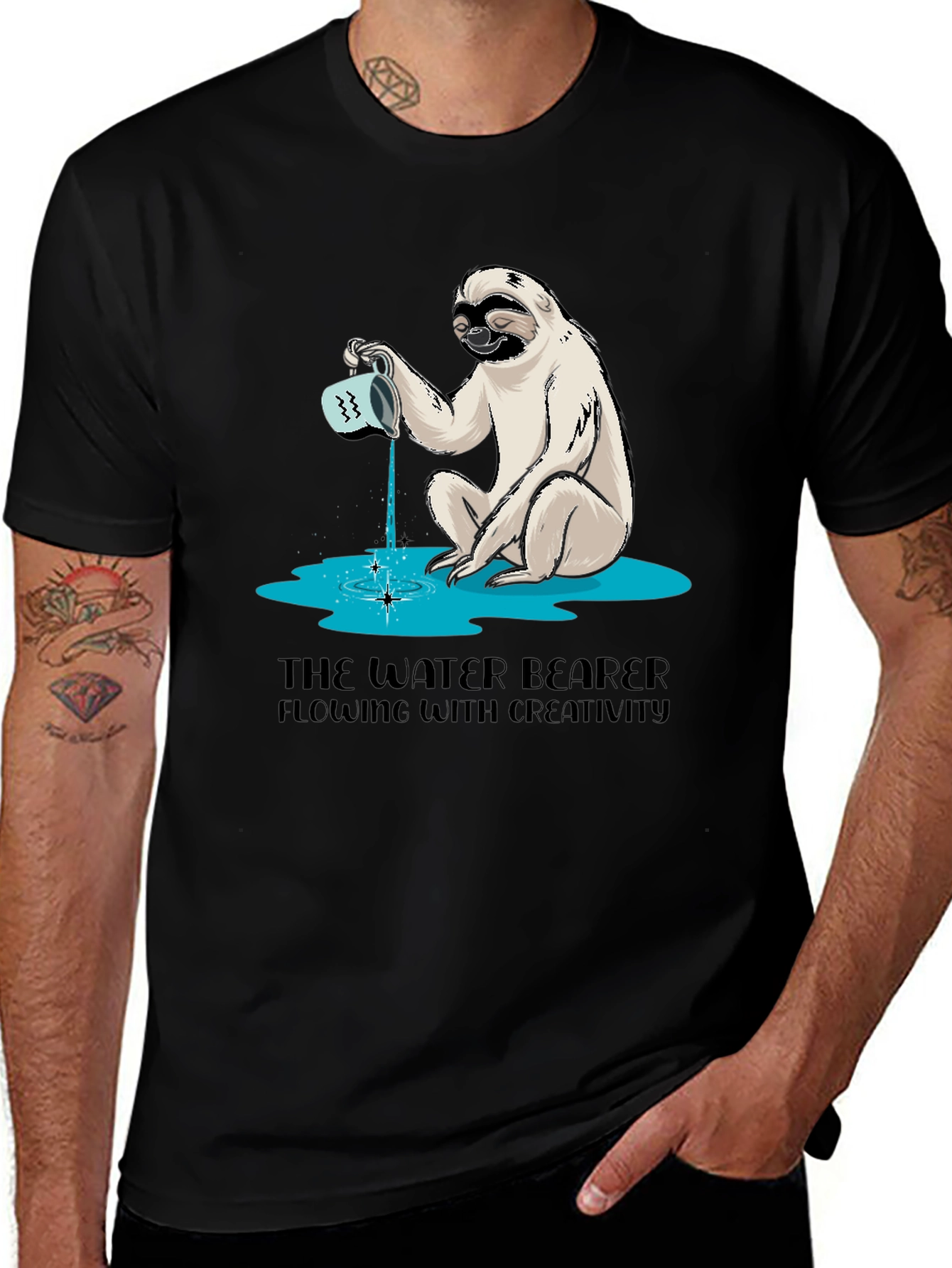 Variant 12 of Water Bearer Sloth Graphic Tee - Creative Flow