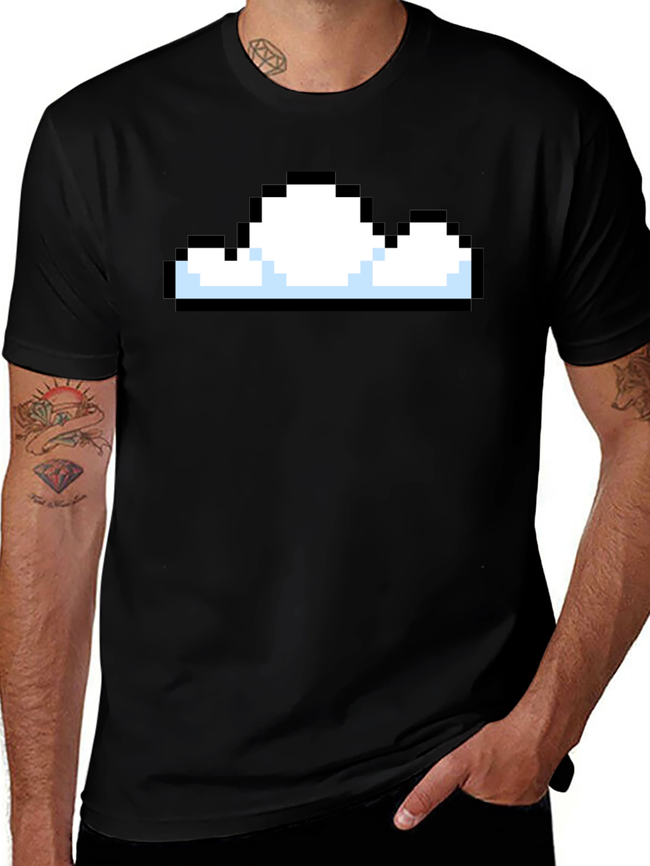 Variant 26 of Pixel Cloud Graphic Black T-Shirt - Gaming Nostalgia