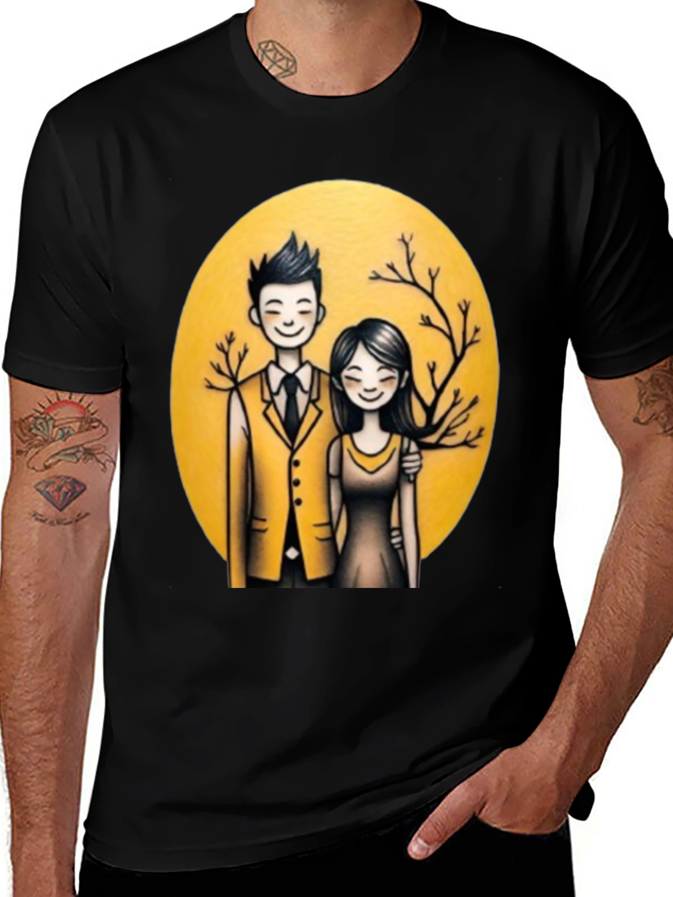 Variant 4 of Couple Portrait Black Tee