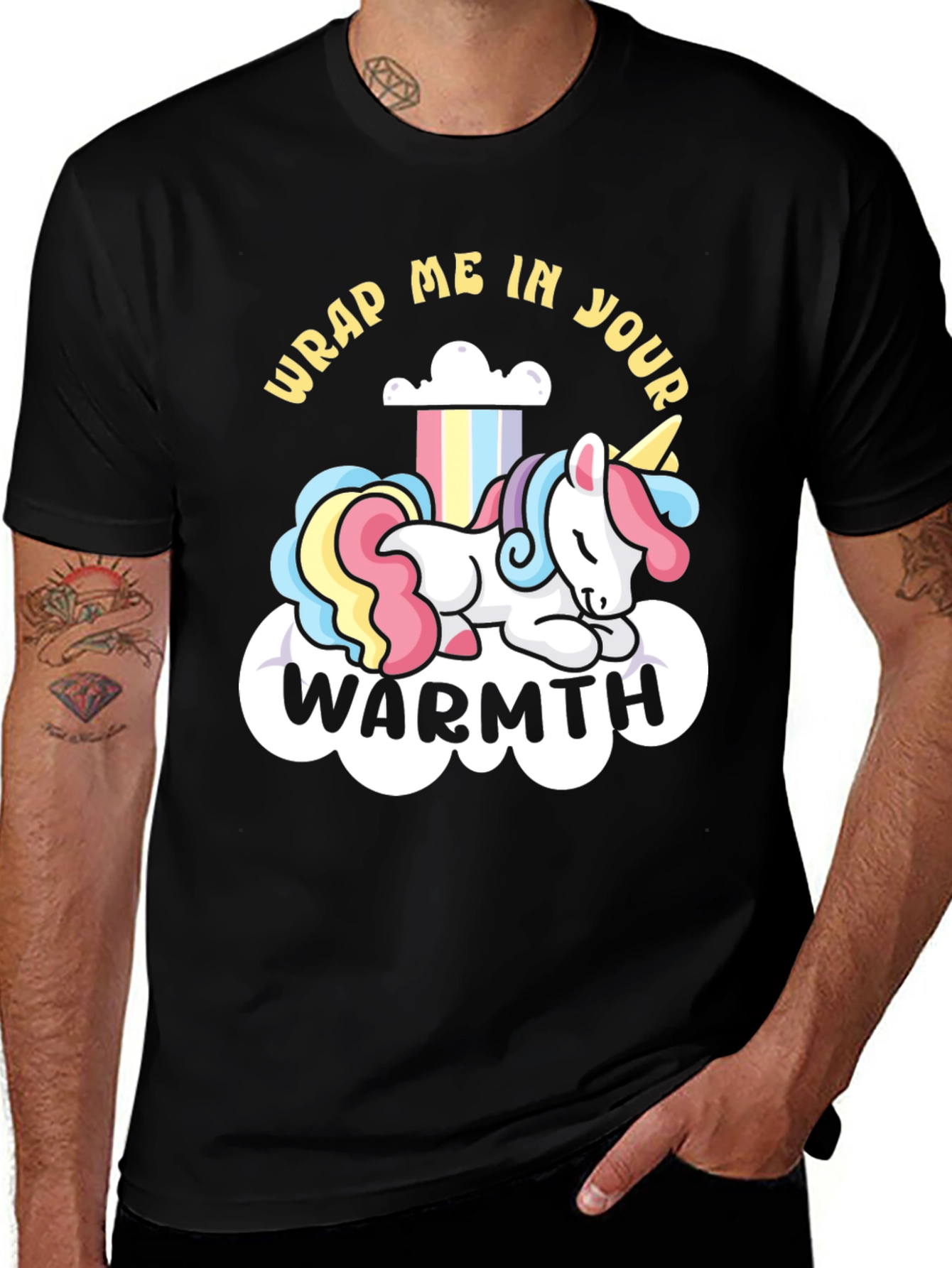 Variant 30 of Unicorn Warmth T-Shirt - Cozy Rainbow Graphic Tee