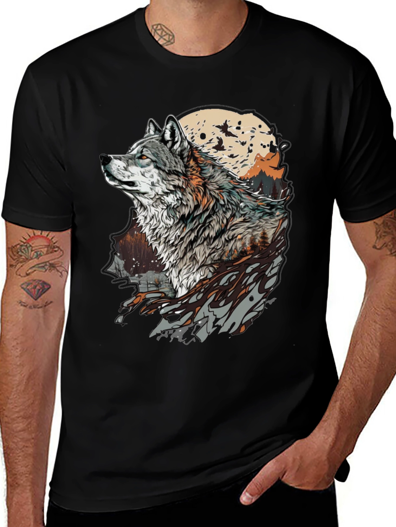 Variant 30 of Wolf Moon Graphic Tee - Stylish Animal Print T-Shirt