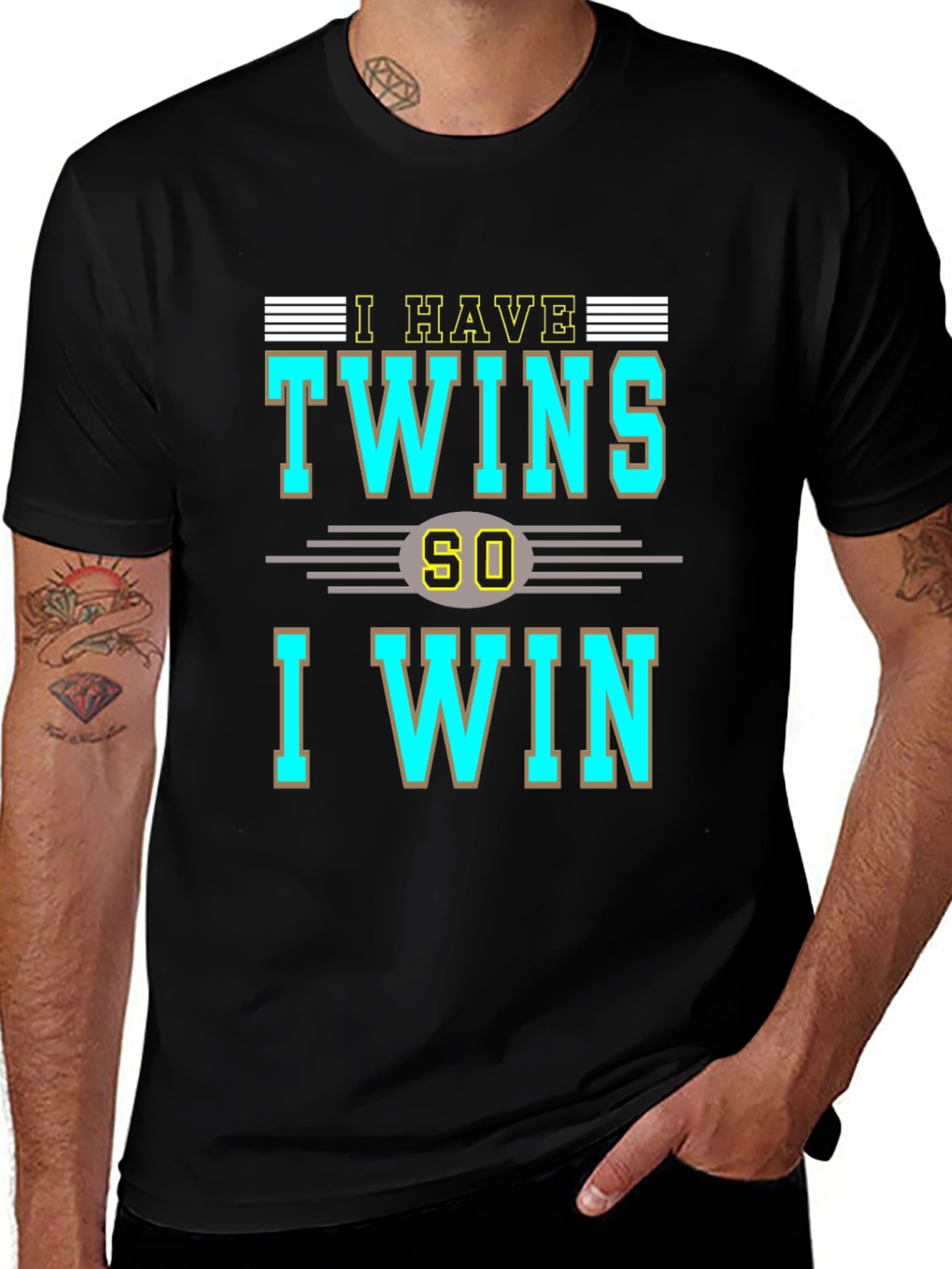 Variant 27 of I Have Twins So I Win Graphic Tee - Black